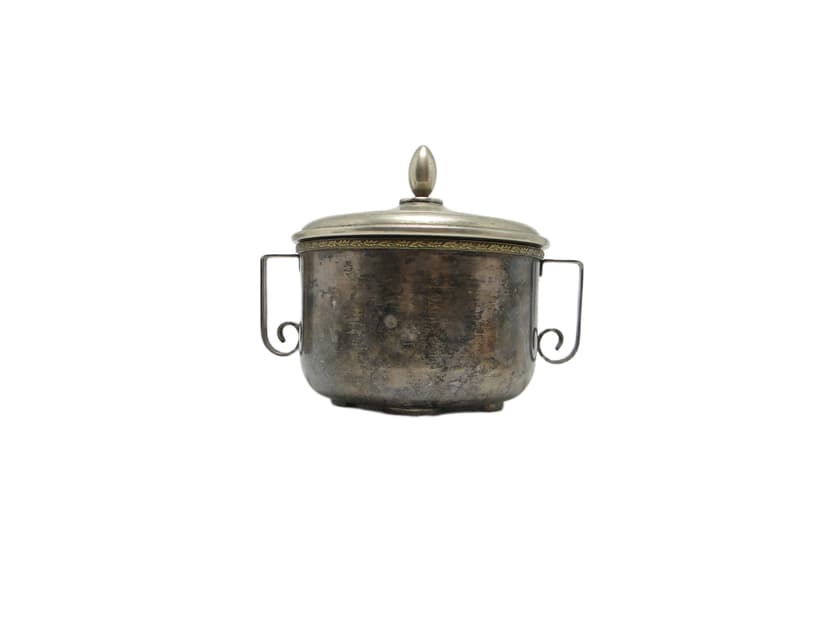 Cukiernica, mid-century modern, mosiądz srebrzony, Polska, lata 60.