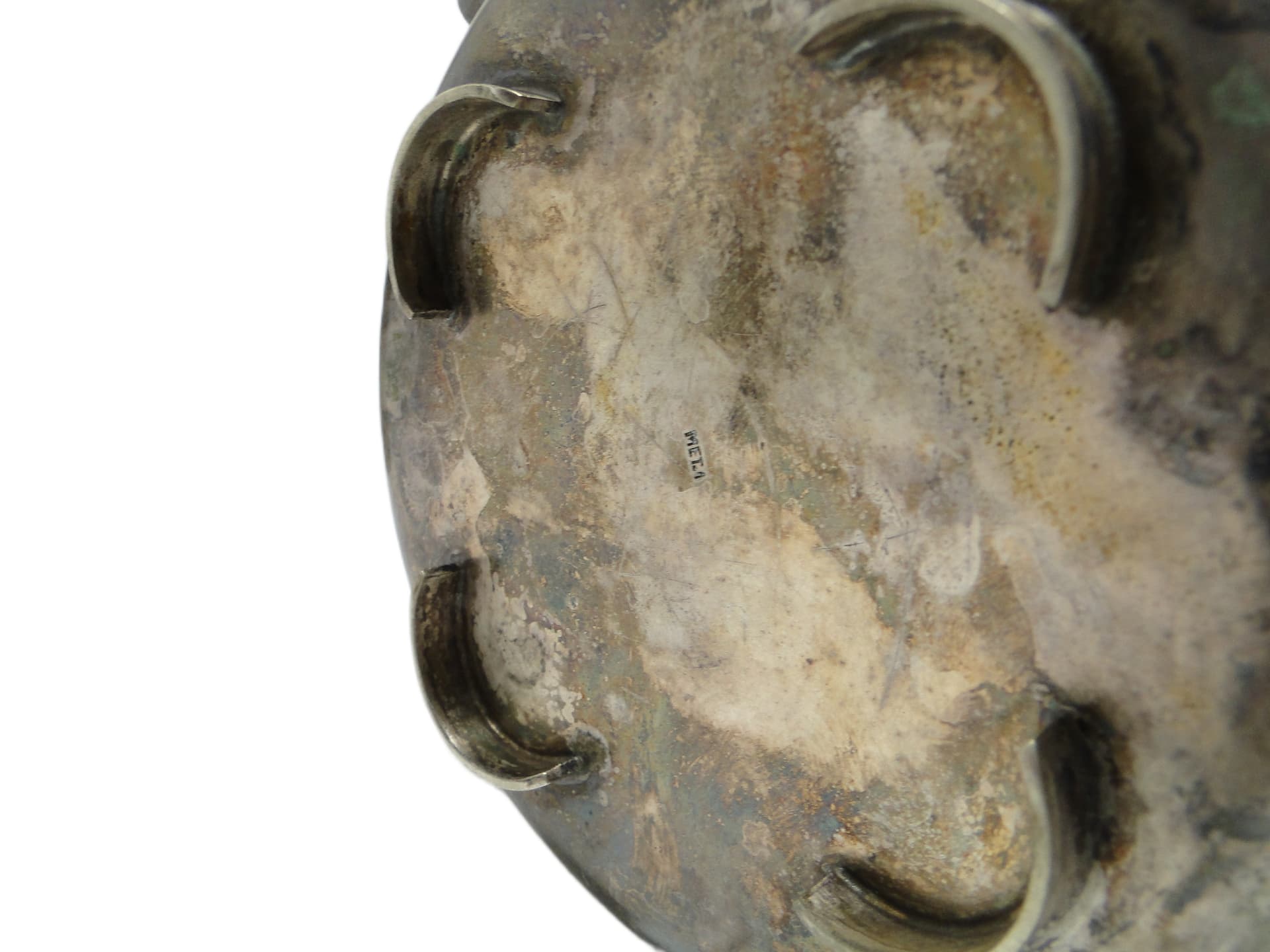 Cukiernica, mid-century modern, mosiądz srebrzony, Polska, lata 60. - 92252