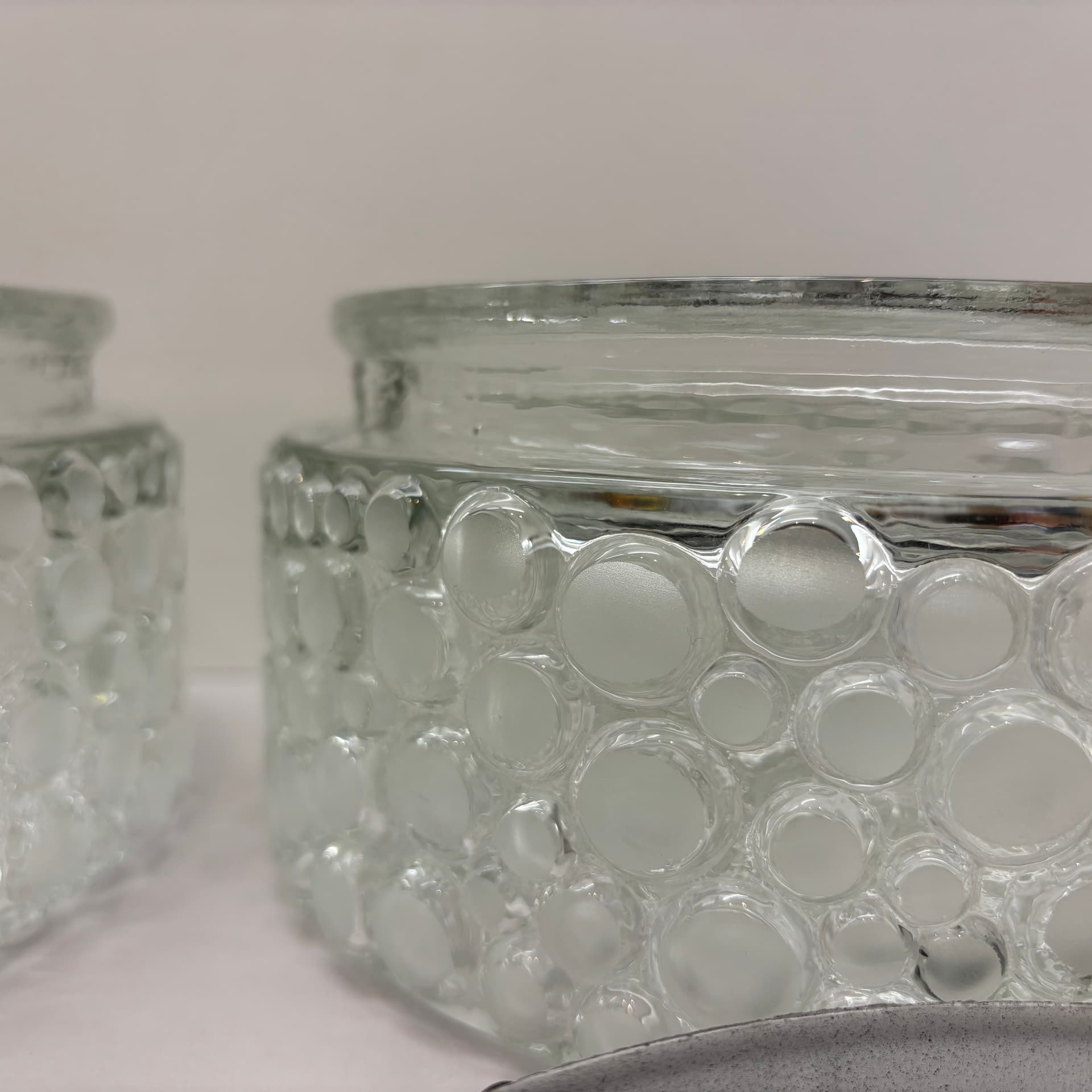 Para kinkietów Bubble, transparent szkło, metal czarny, Niemcy, lata 80. - 92352