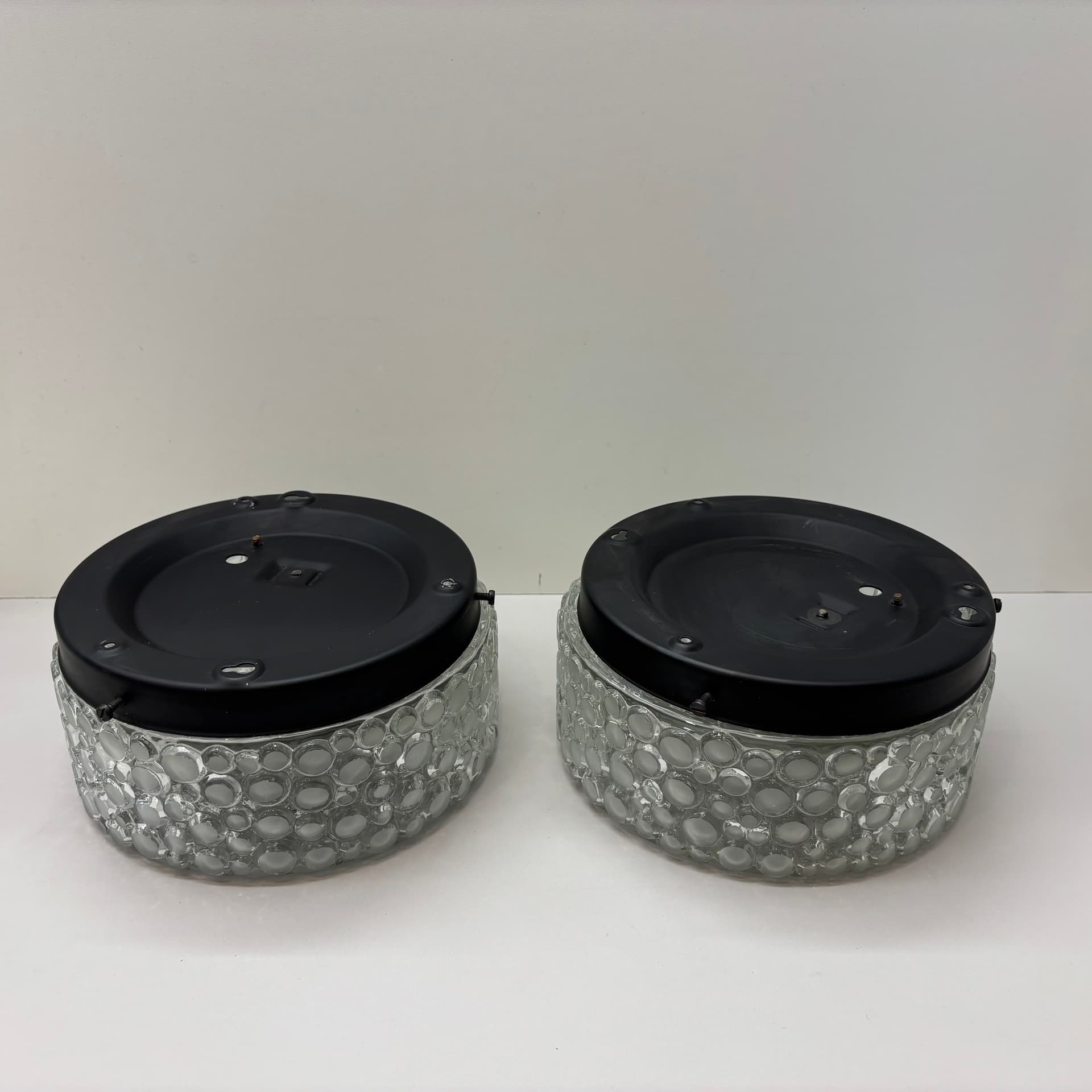 Para kinkietów Bubble, transparent szkło, metal czarny, Niemcy, lata 80. - 92356