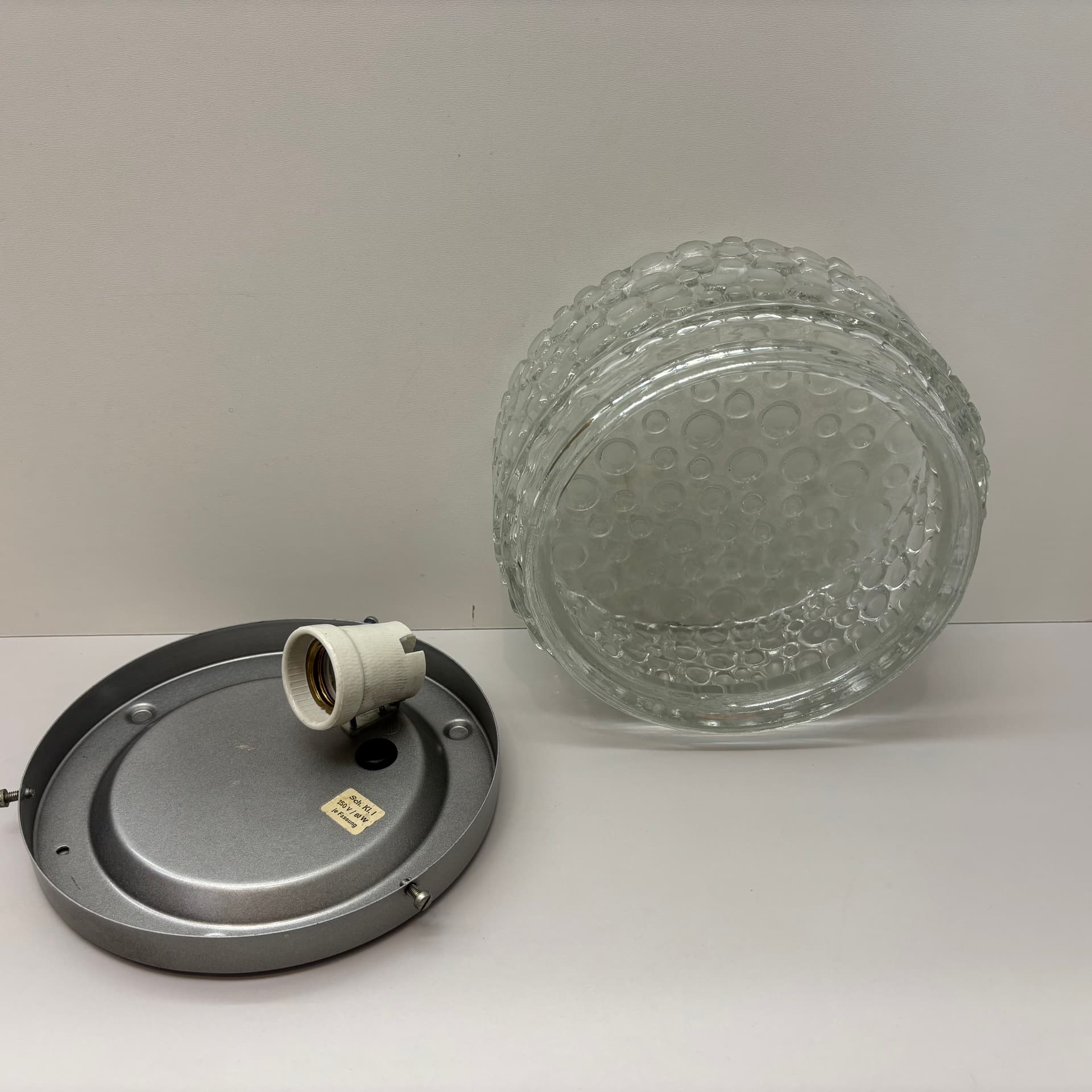 Wall Lamp Bubble, transparent glass, matte steel, Germany, 1980s. - 92400