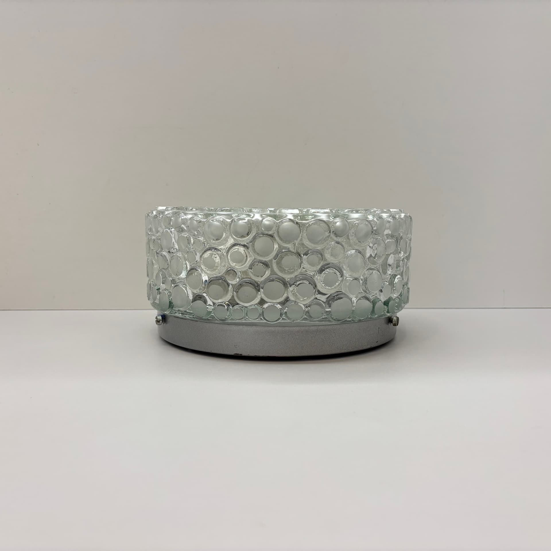 Wall Lamp Bubble, transparent glass, matte steel, Germany, 1980s. - 92391