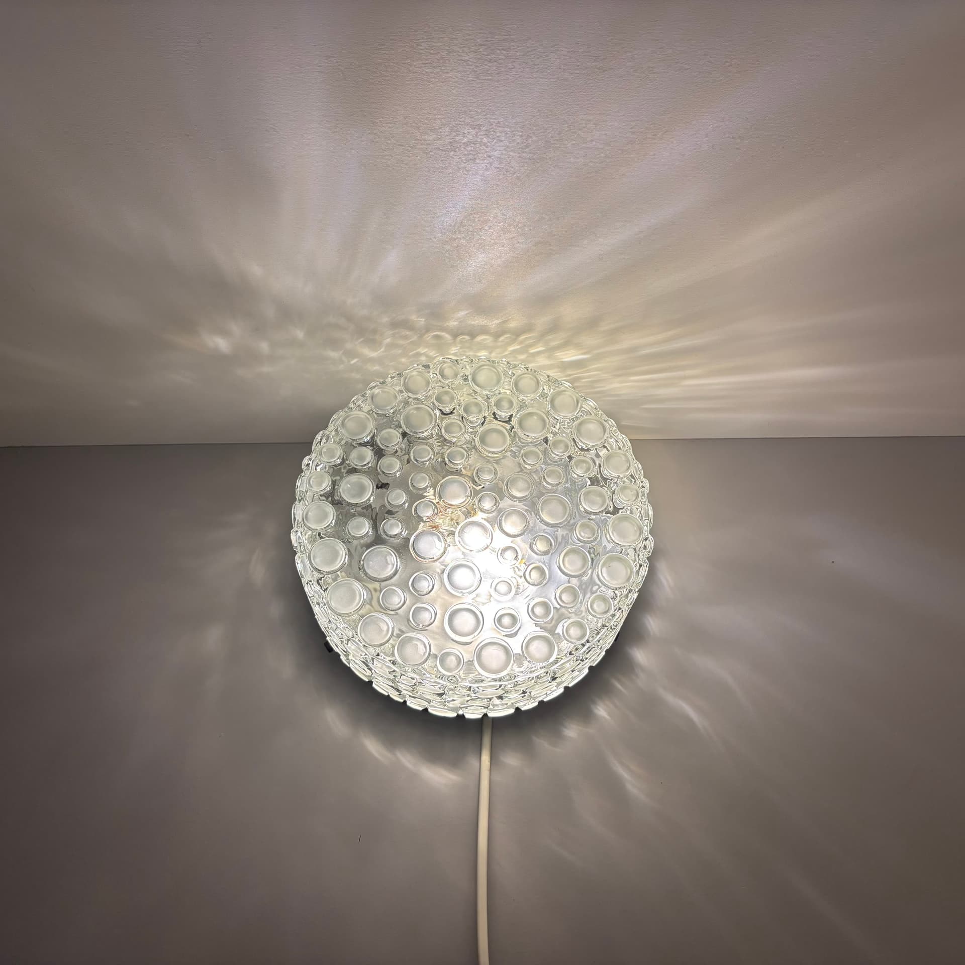 Wall Lamp Bubble, transparent glass, matte steel, Germany, 1980s. - 92401