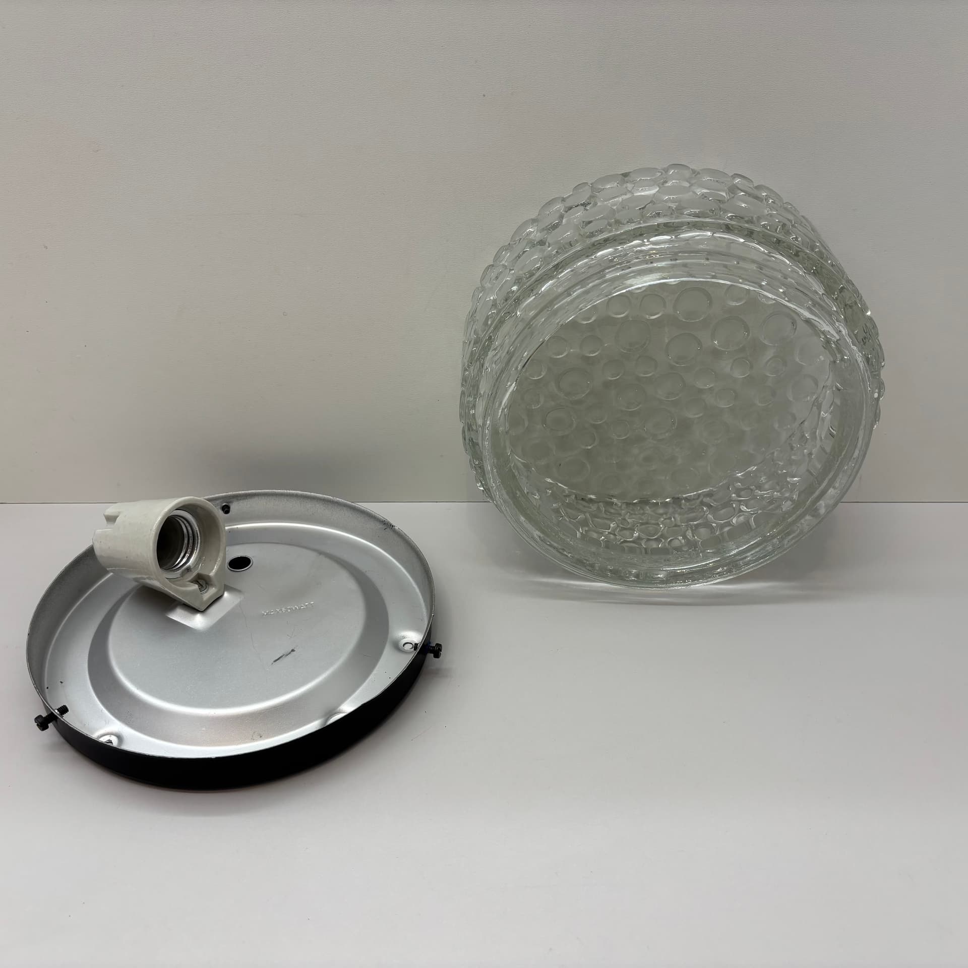 Wall Lamp Bubble, transparent glass, black metal, Germany, 1980s. - 92473