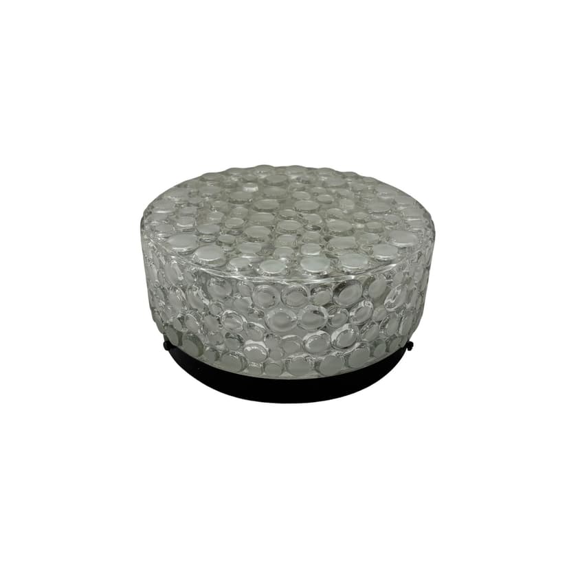 Kinkiet Bubble, transparentne szkło, metal czarny, Niemcy, lata 80.