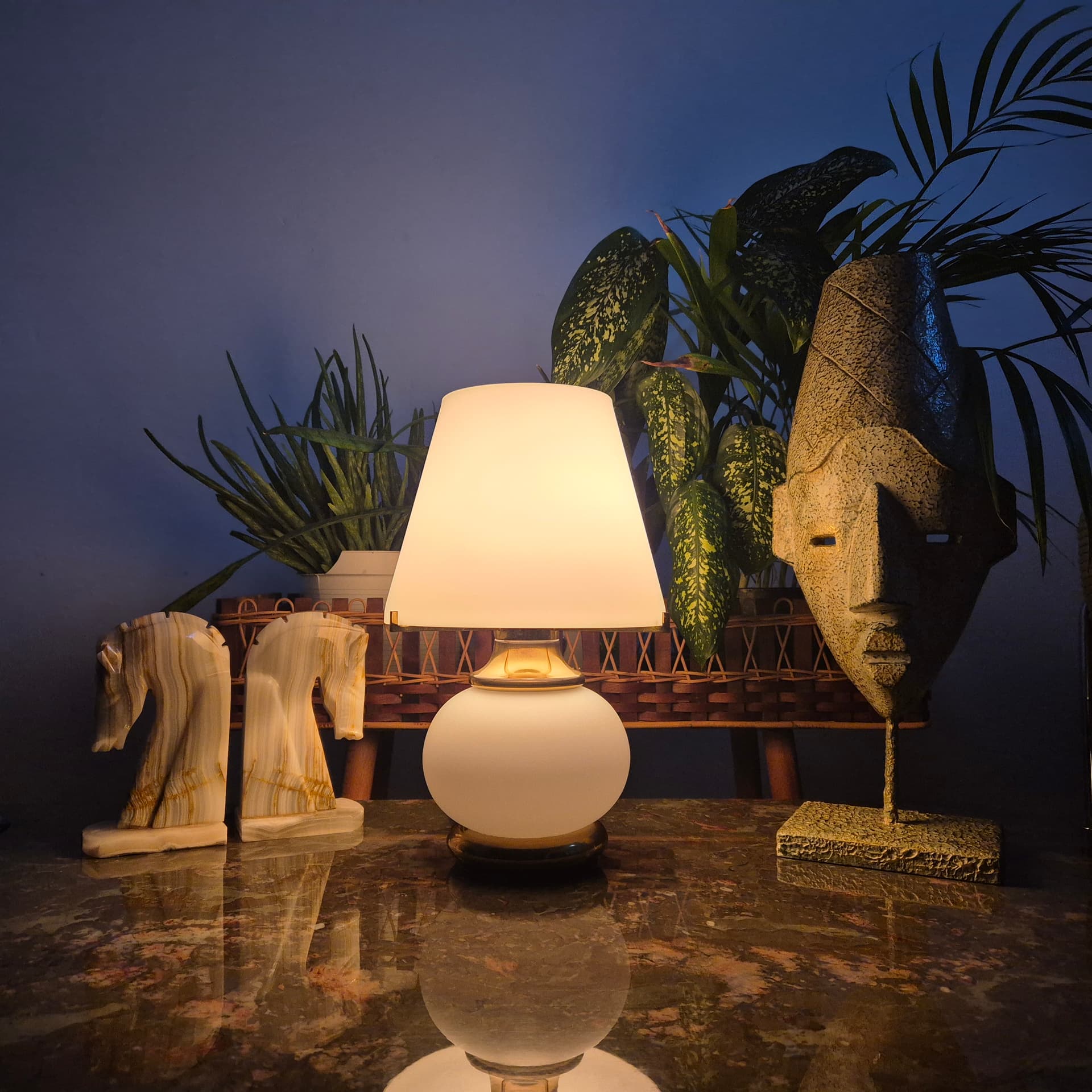 Lampa ze szkła Murano z podświetlaną podstawą, F. Fabbian, Włochy lata 70 - 92562