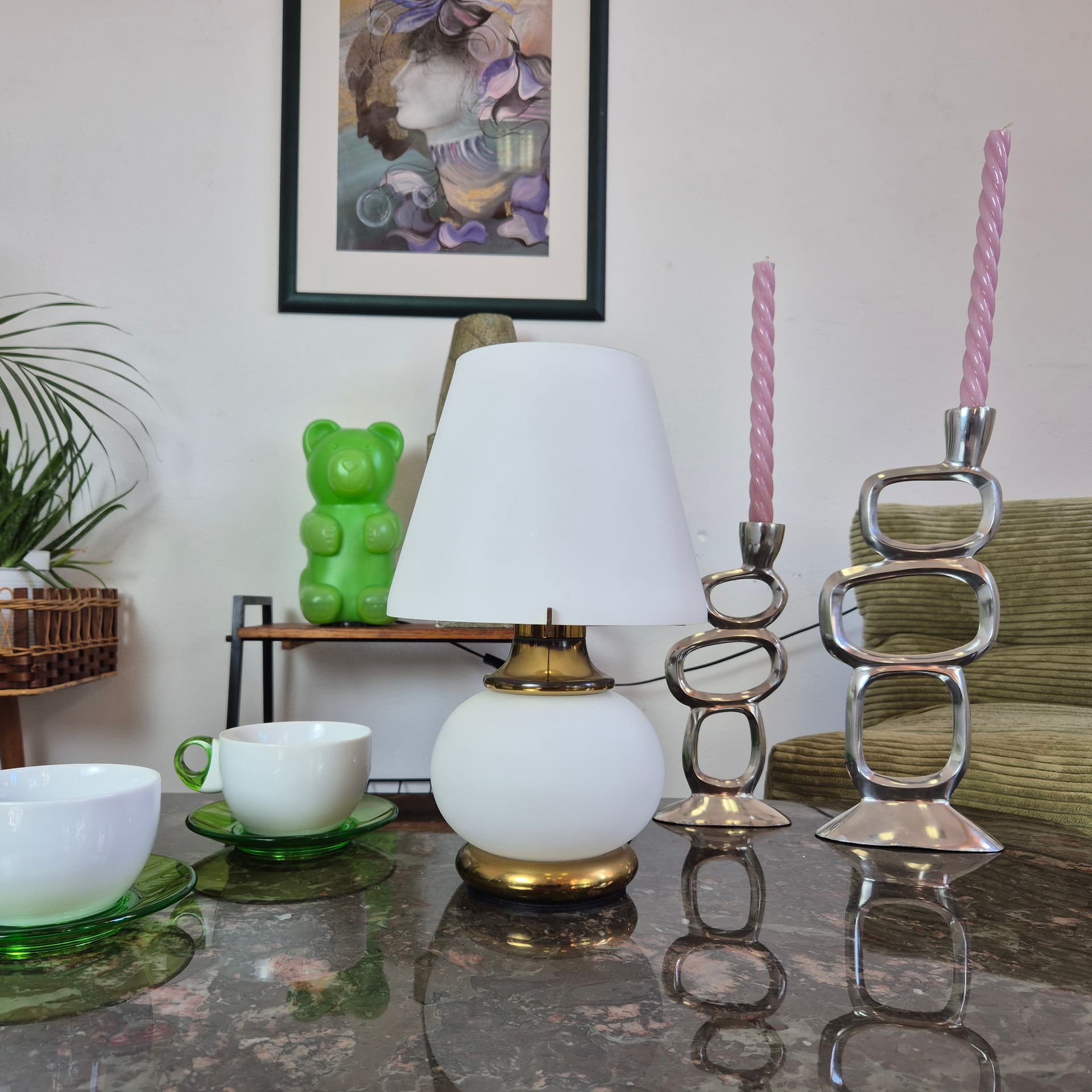 Lampa ze szkła Murano z podświetlaną podstawą, F. Fabbian, Włochy lata 70 - 92559