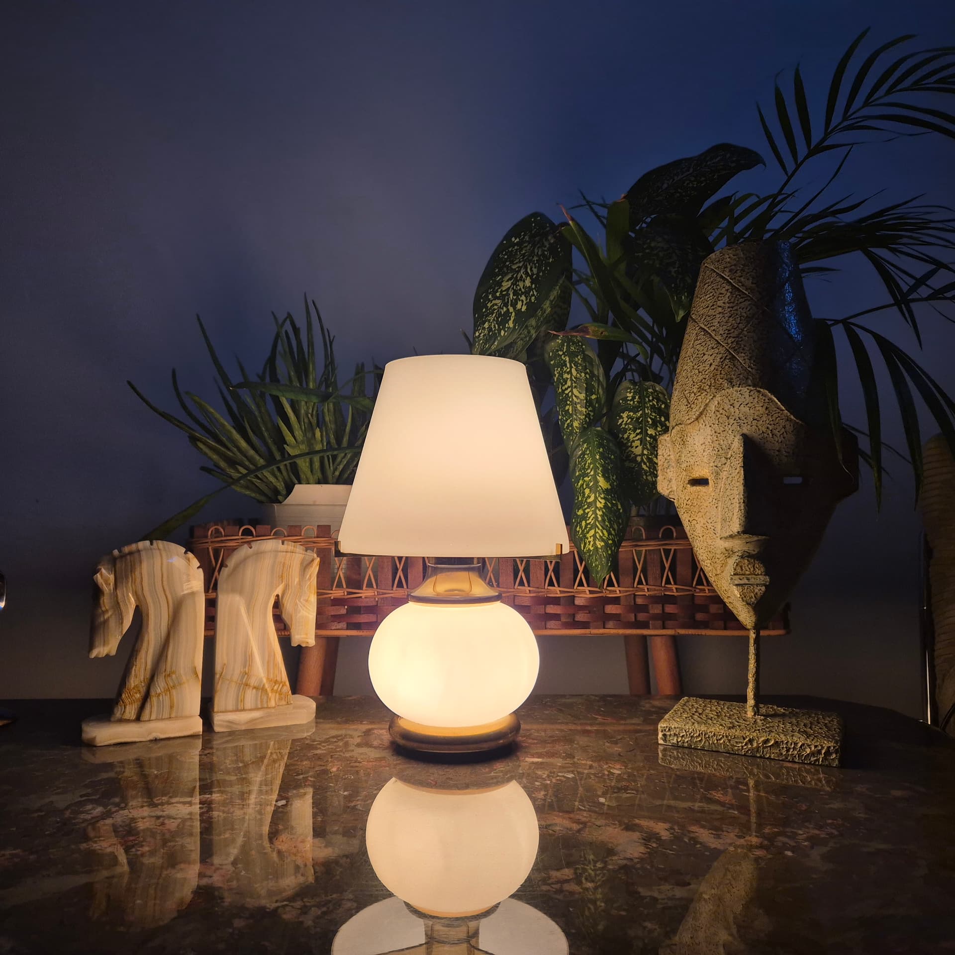 Lampa ze szkła Murano z podświetlaną podstawą, F. Fabbian, Włochy lata 70 - 92561