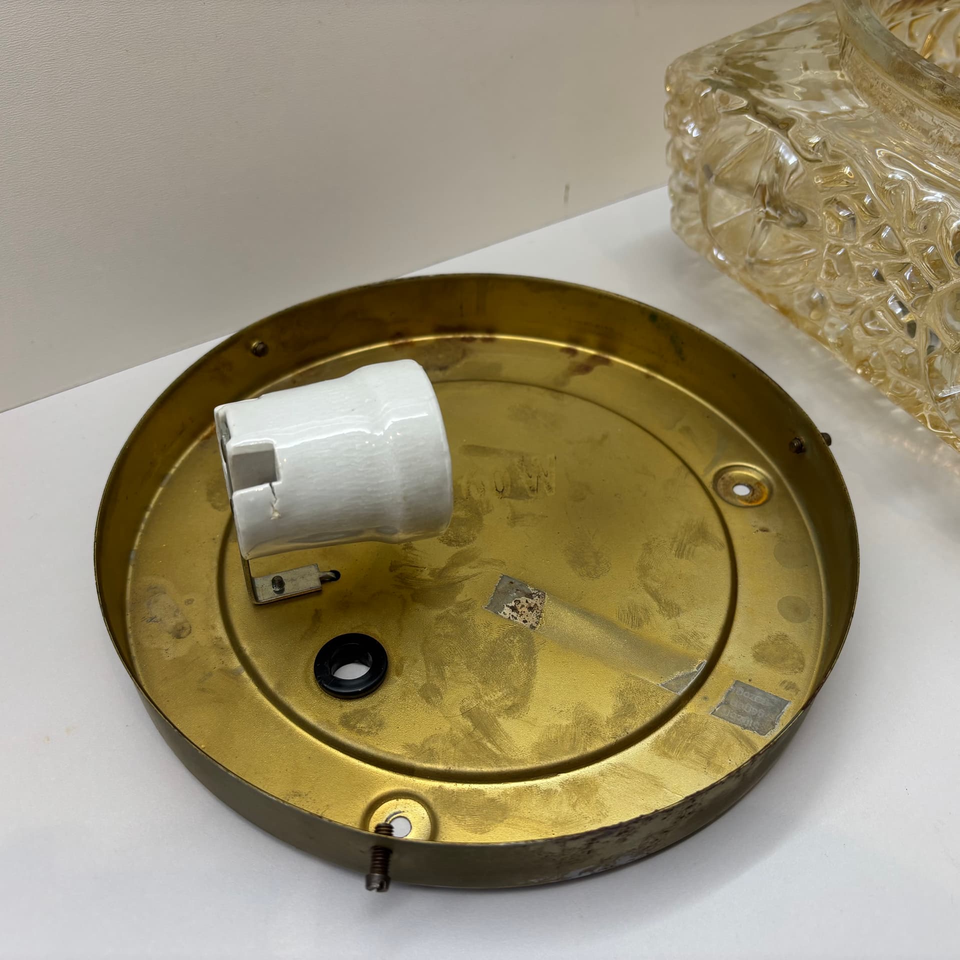 Ceiling Lamp, Space Age, golden glass, Germany, 1970s. - 92763