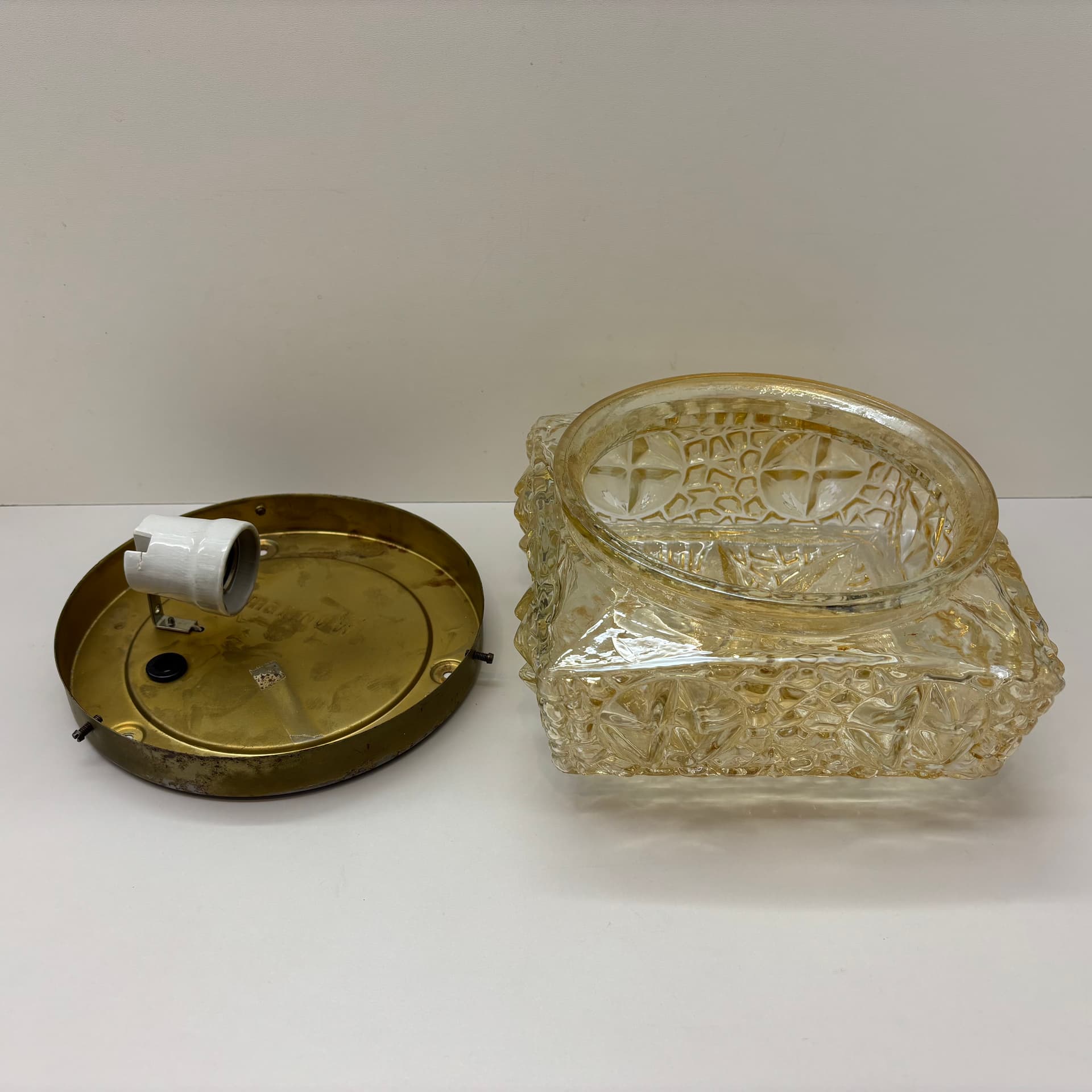 Ceiling Lamp, Space Age, golden glass, Germany, 1970s. - 92764