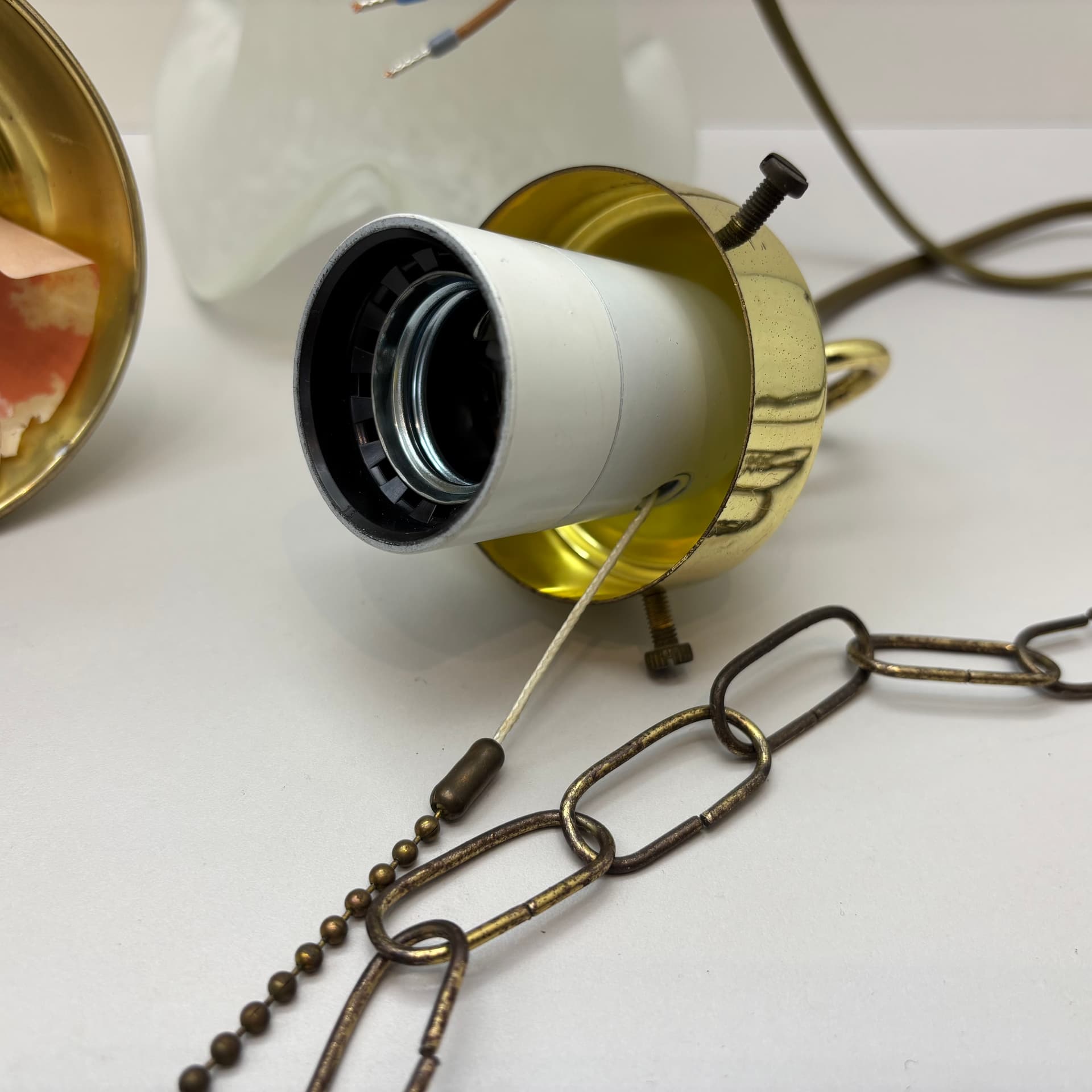 Pendant Lamp, golden brass, glass, Germany, 1970s. - 92791