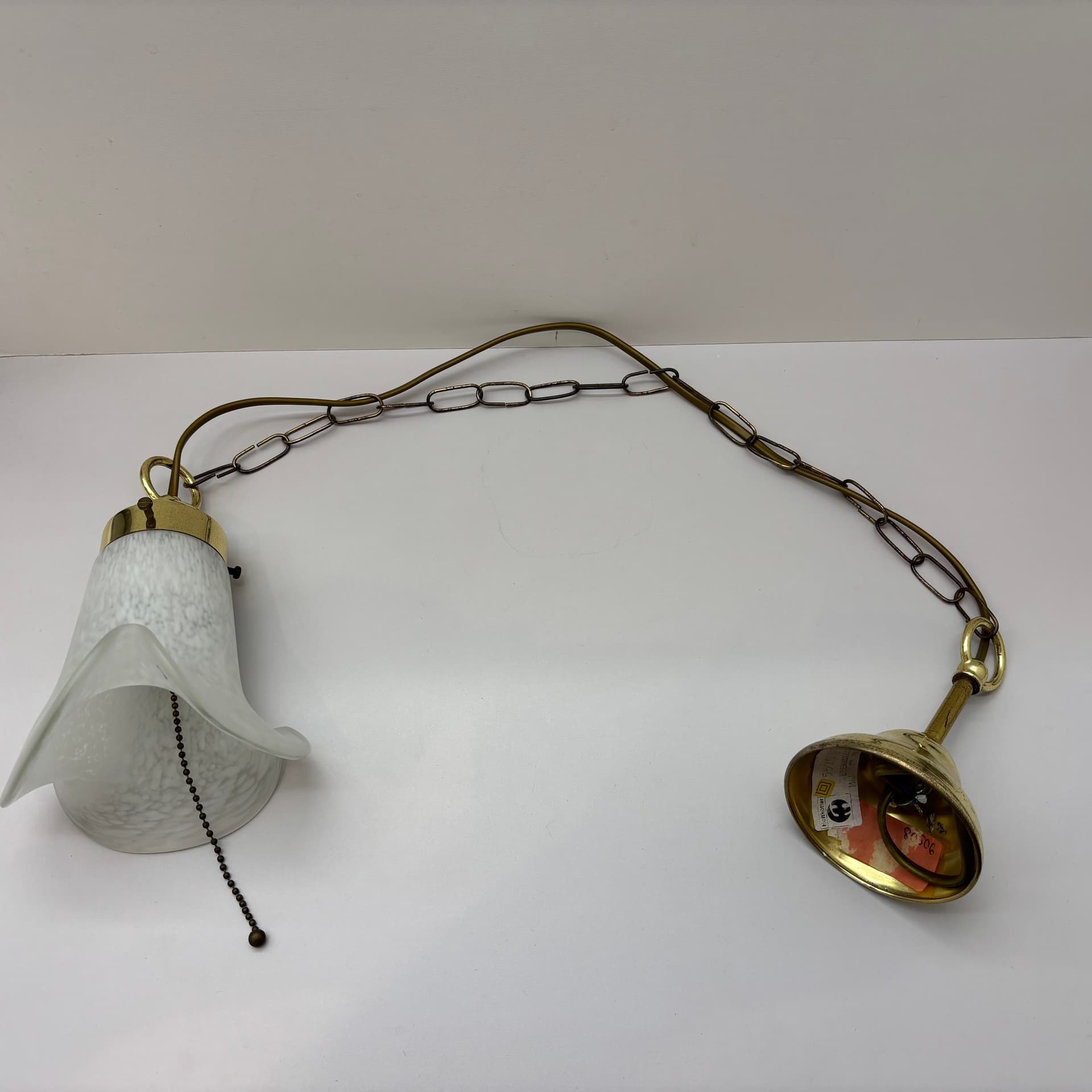 Pendant Lamp, golden brass, glass, Germany, 1970s. - 92783