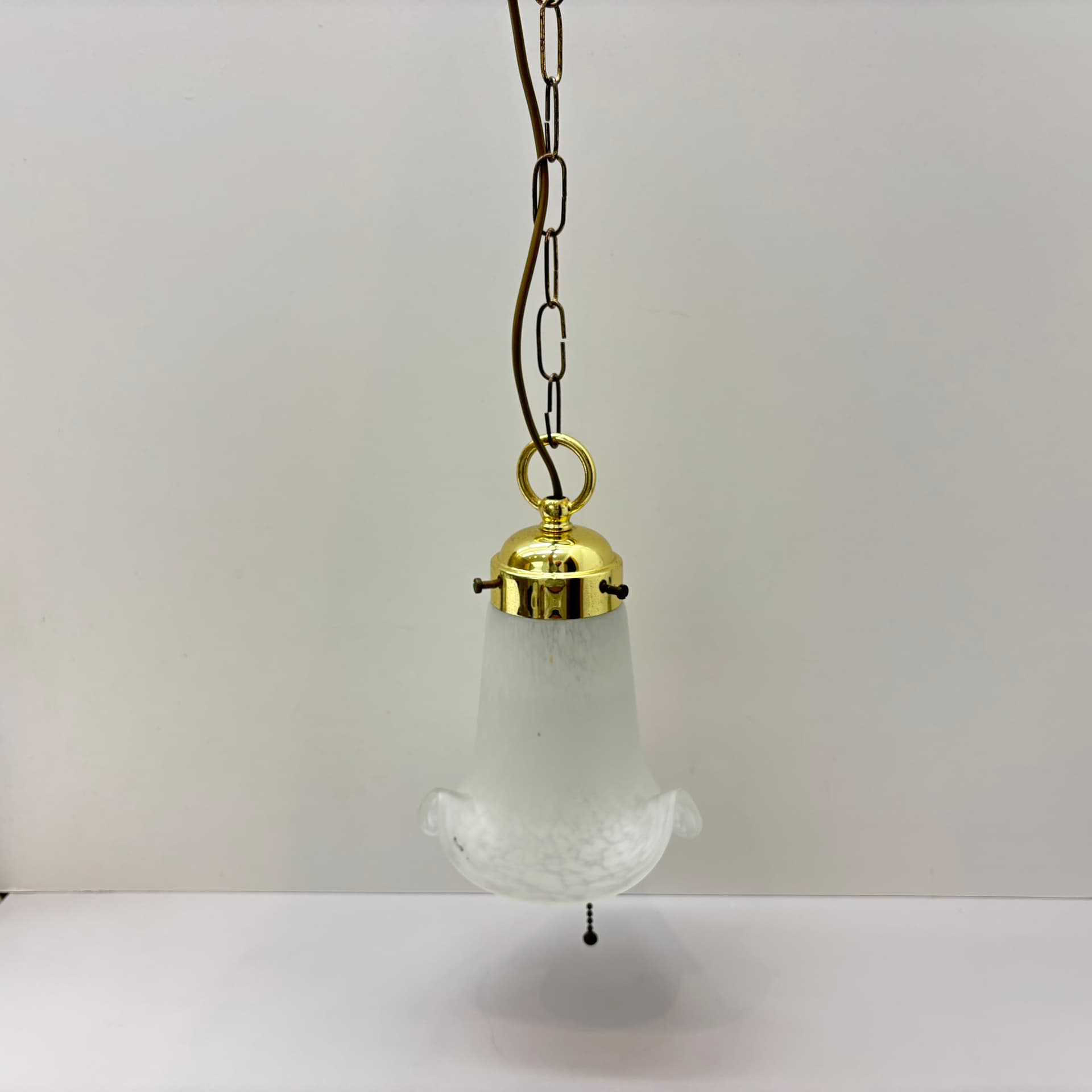 Pendant Lamp, golden brass, glass, Germany, 1970s. - 92788