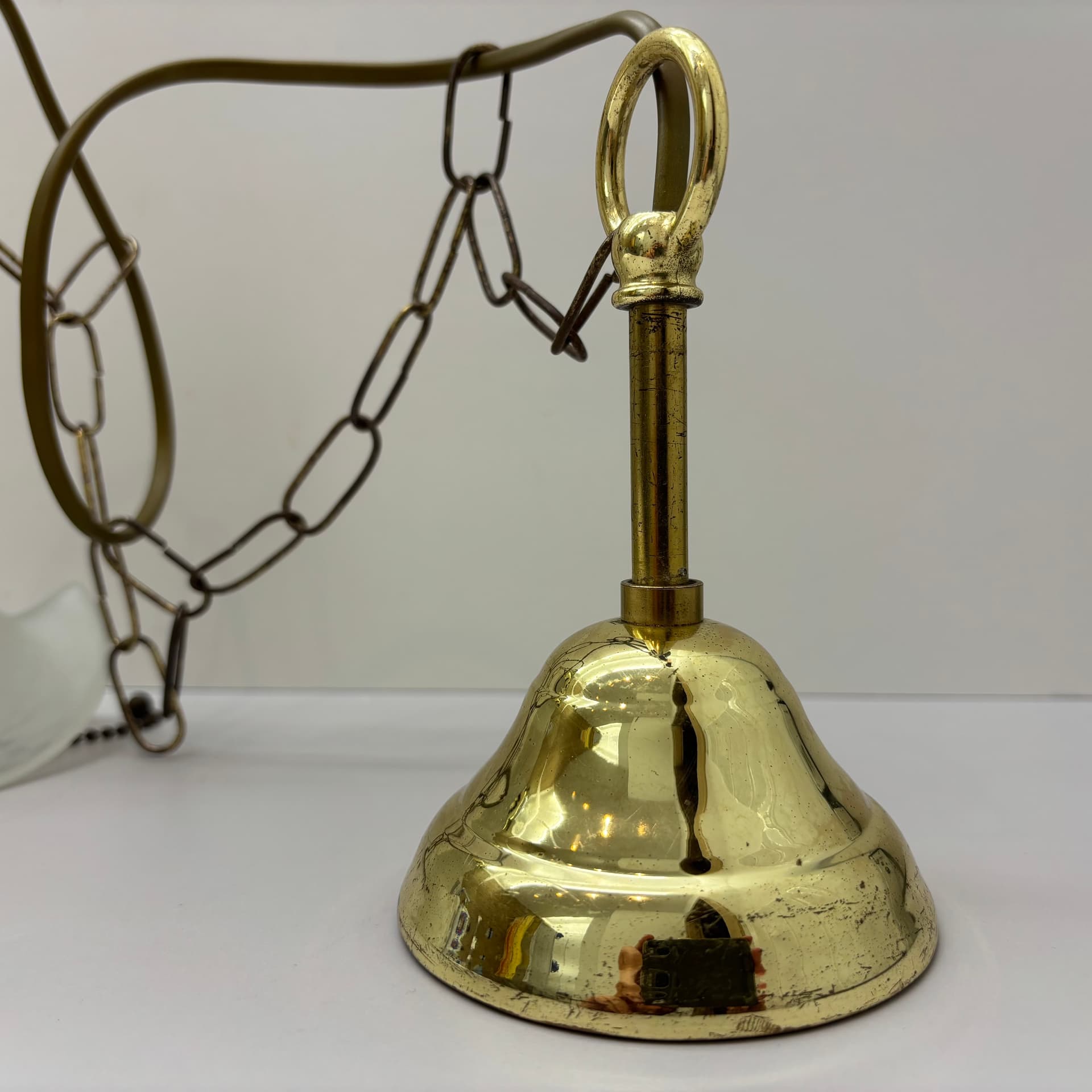 Pendant Lamp, golden brass, glass, Germany, 1970s. - 92786