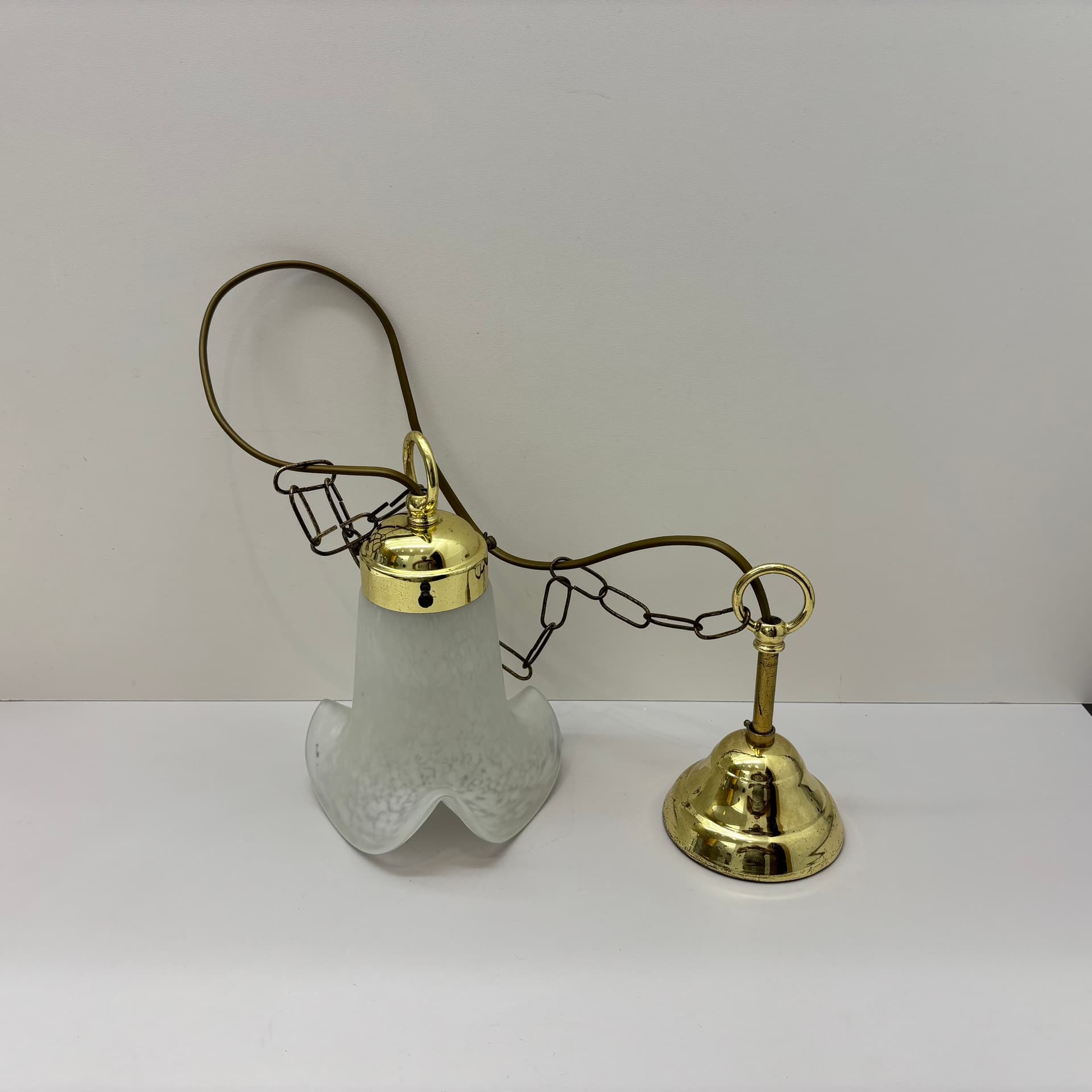 Pendant Lamp, golden brass, glass, Germany, 1970s. - 92790