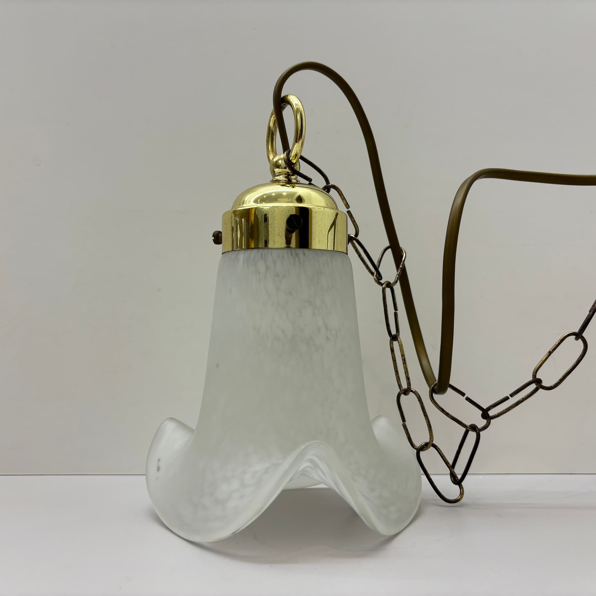 Pendant Lamp, golden brass, glass, Germany, 1970s. - 92785