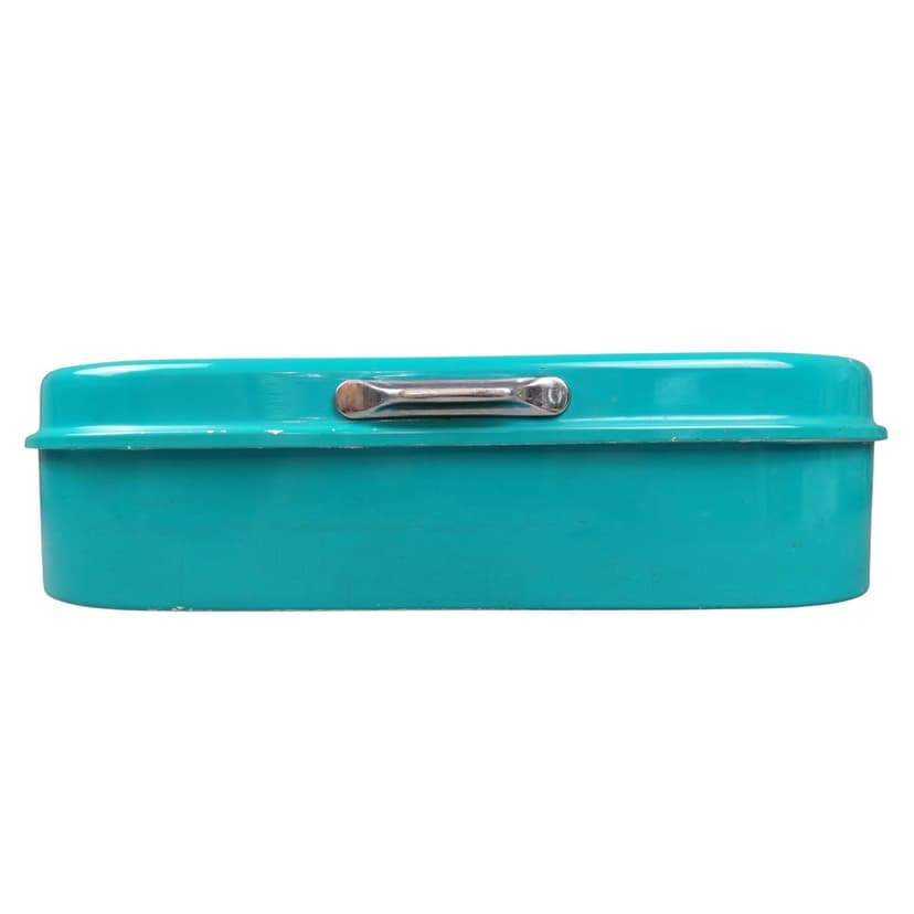 Lunch Box, turquoise metal, Sweden, 1950s