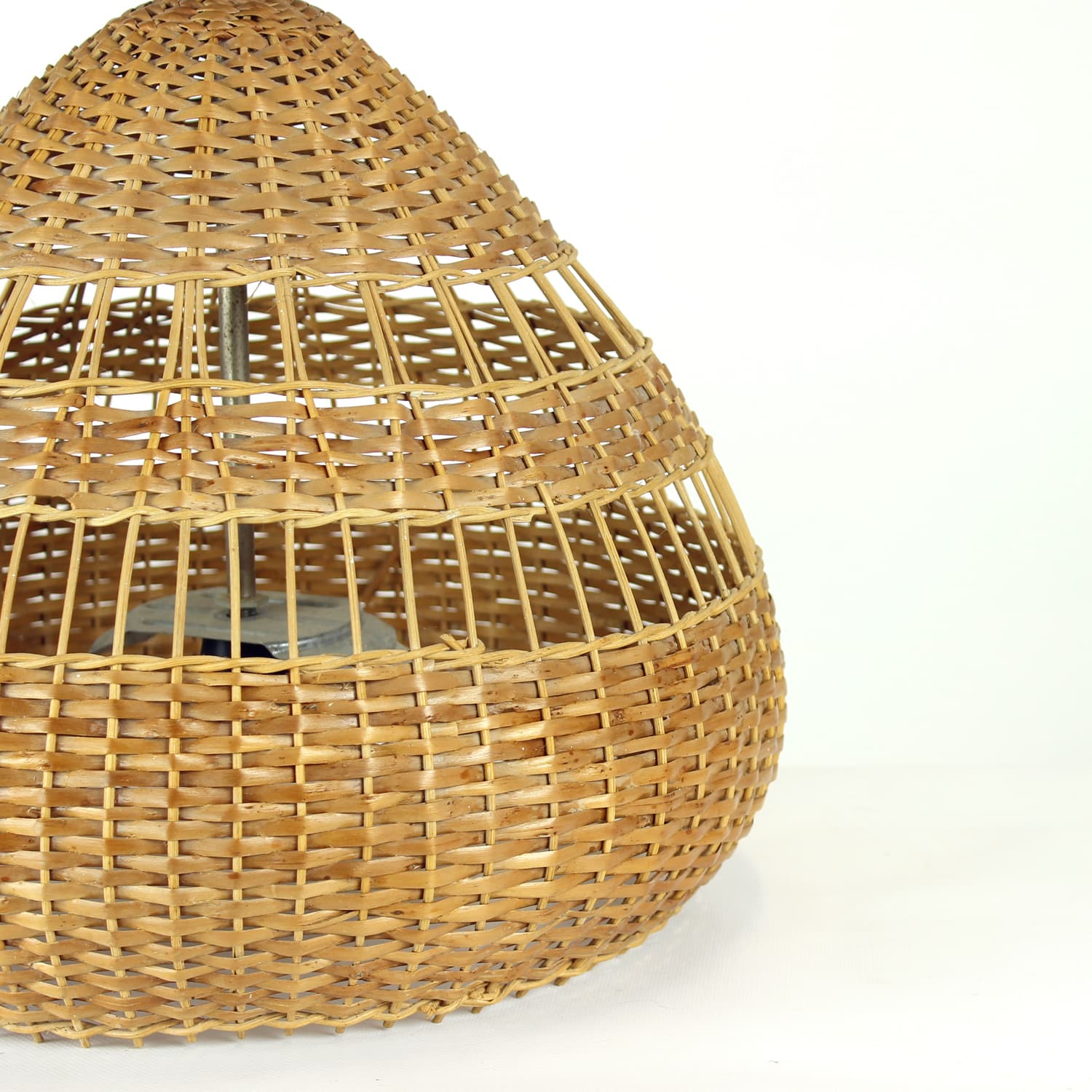 Ceiling light, beige rattan, Czechoslovakia, 1960s - 92946