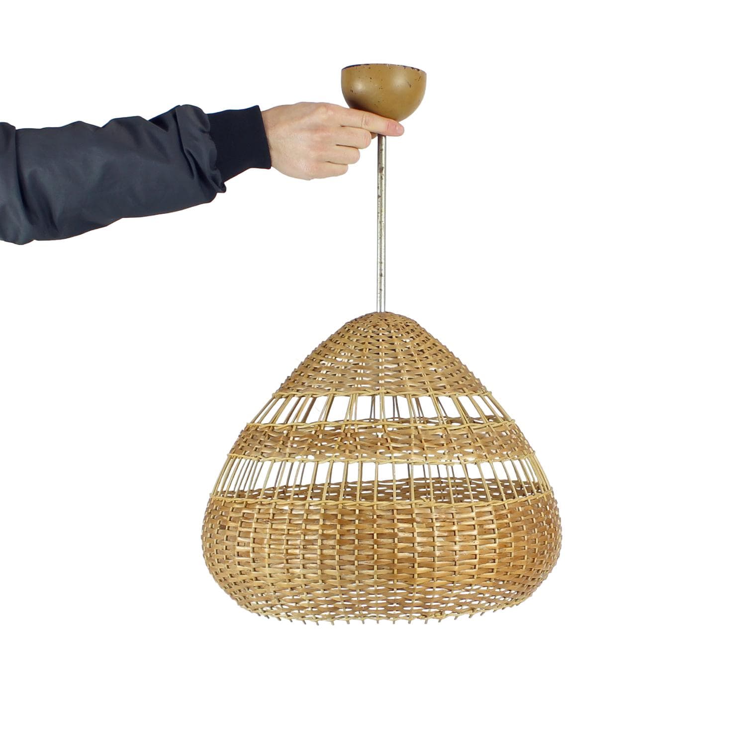 Ceiling light, beige rattan, Czechoslovakia, 1960s - 99313