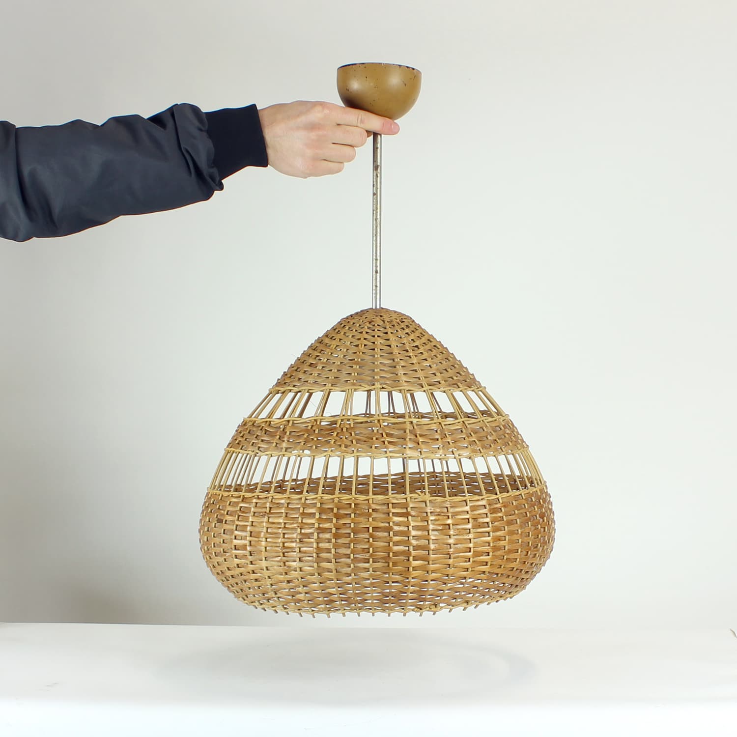 Ceiling light, beige rattan, Czechoslovakia, 1960s - 92950