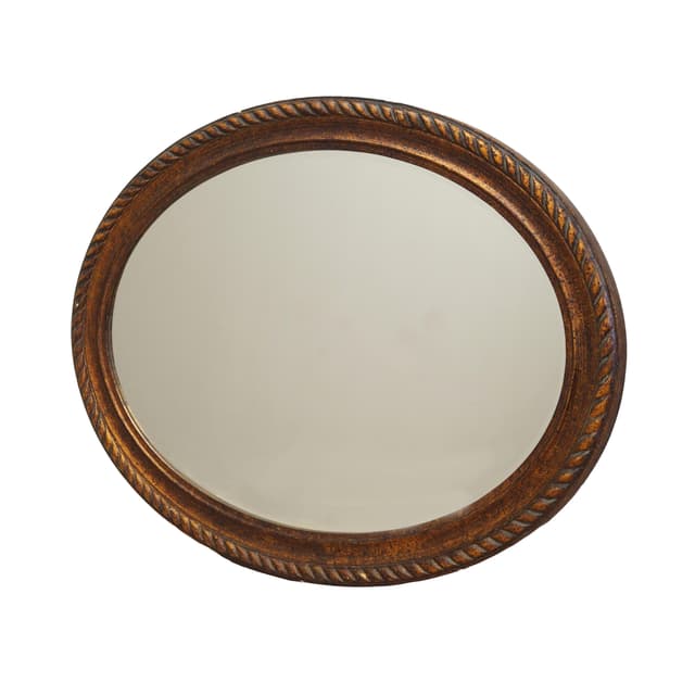 Oval mirror, brown, wood, Denmark, 1960s. - DIMENSION