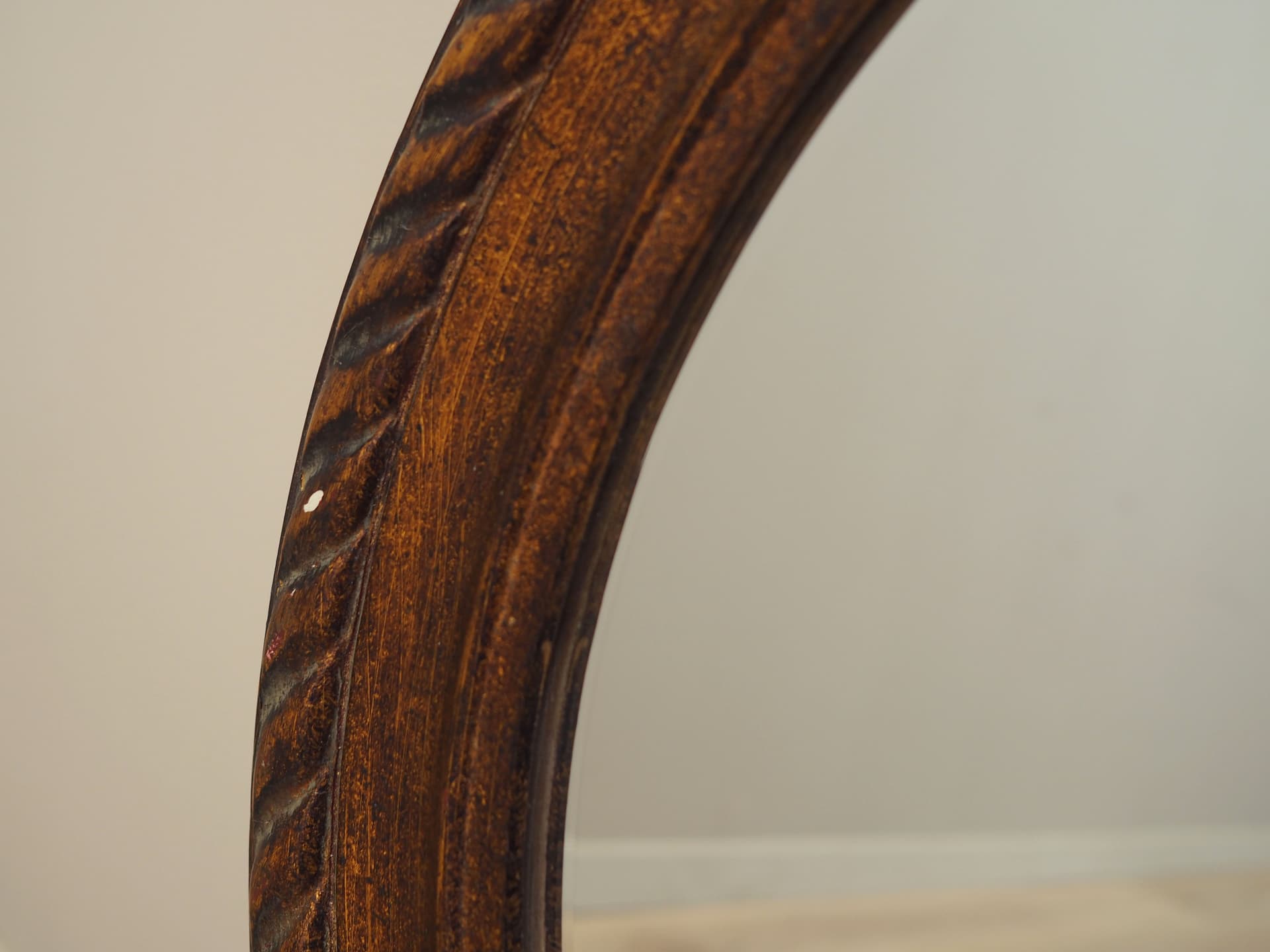 Oval mirror, brown, wood, Denmark, 1960s. - 92953