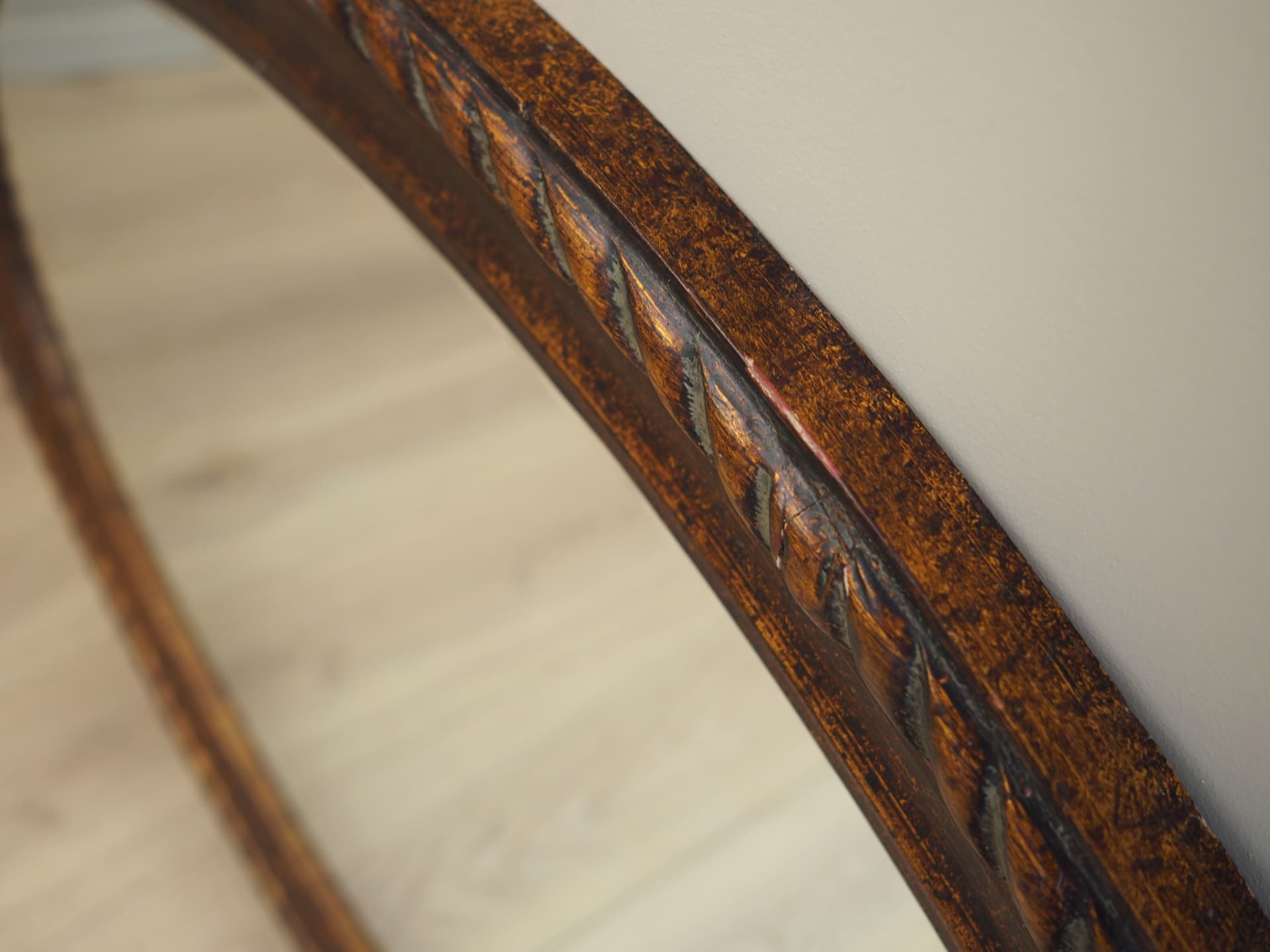 Oval mirror, brown, wood, Denmark, 1960s. - 92958