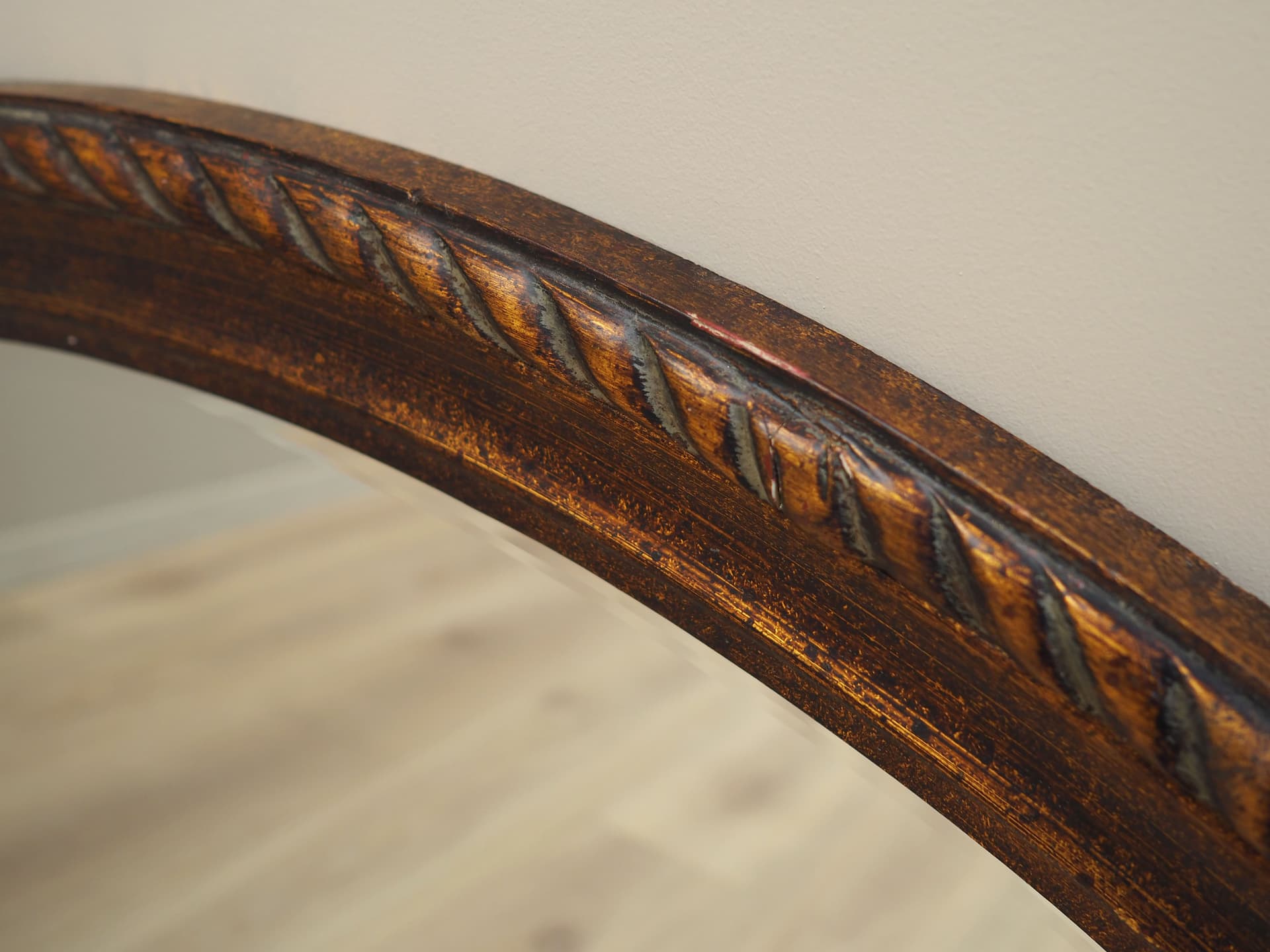 Oval mirror, brown, wood, Denmark, 1960s. - 92956