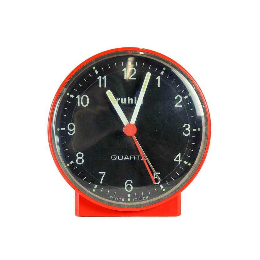 Budzik Space Age, czerwony, plastik, Niemcy, lata 70.