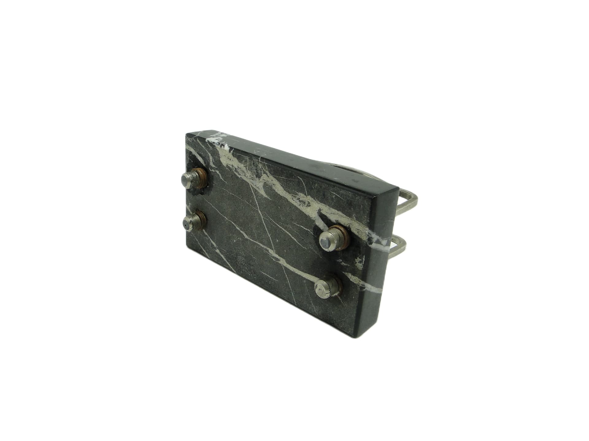 Art Deco letter holder, black marble, chrome-plated brass, Germany, 1930s. - 93460