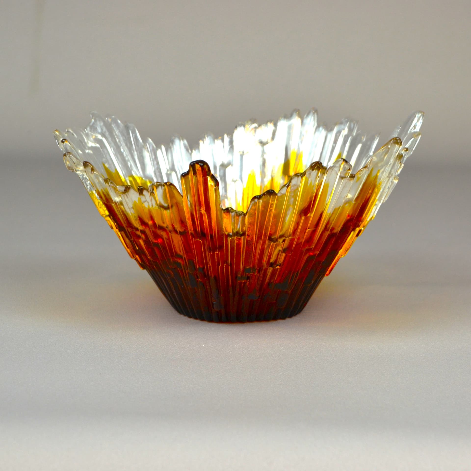 Bowl Revontulet, orange glass, by T. Wirkkala, Finland, 1970s. - 697