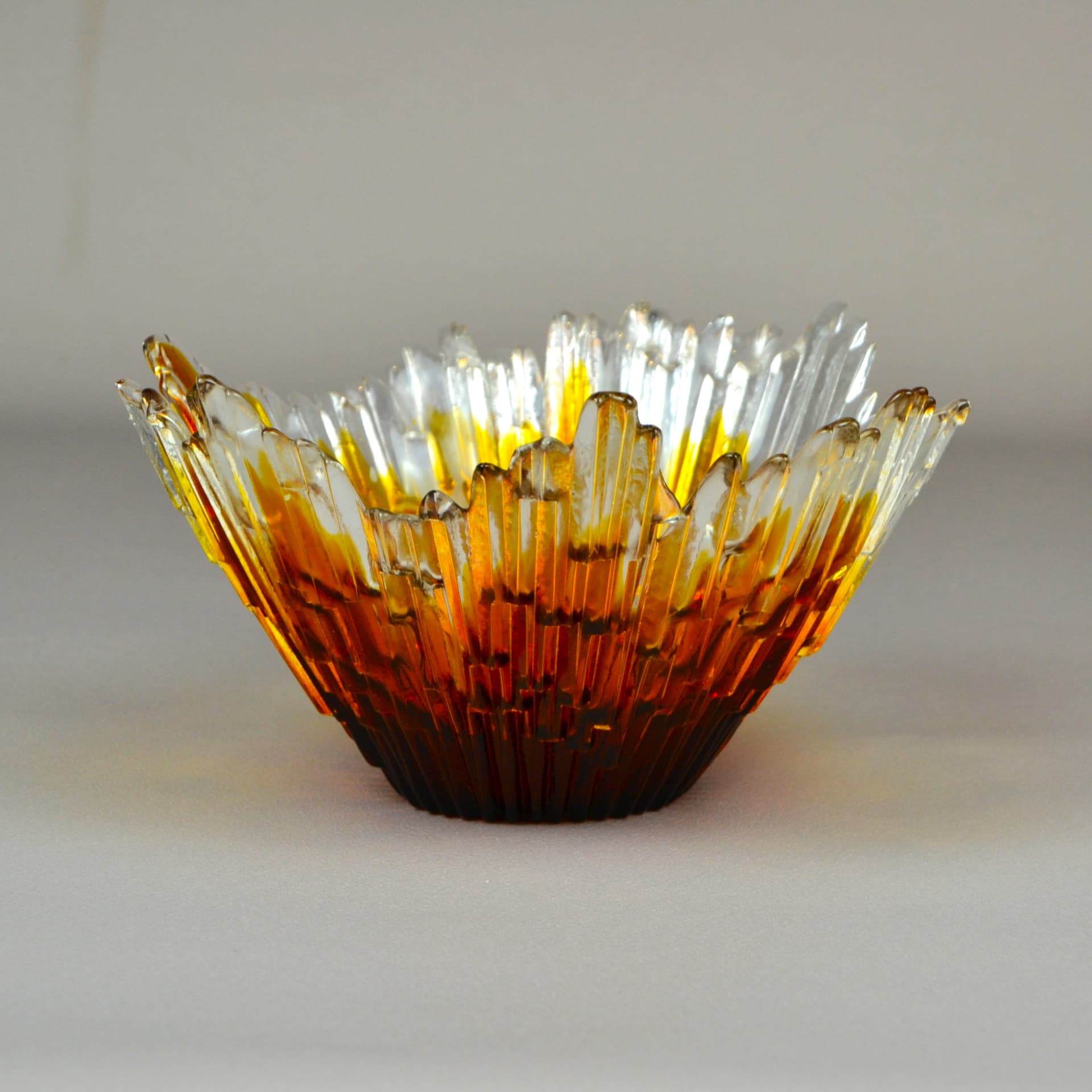 Bowl Revontulet, orange glass, by T. Wirkkala, Finland, 1970s. - 696