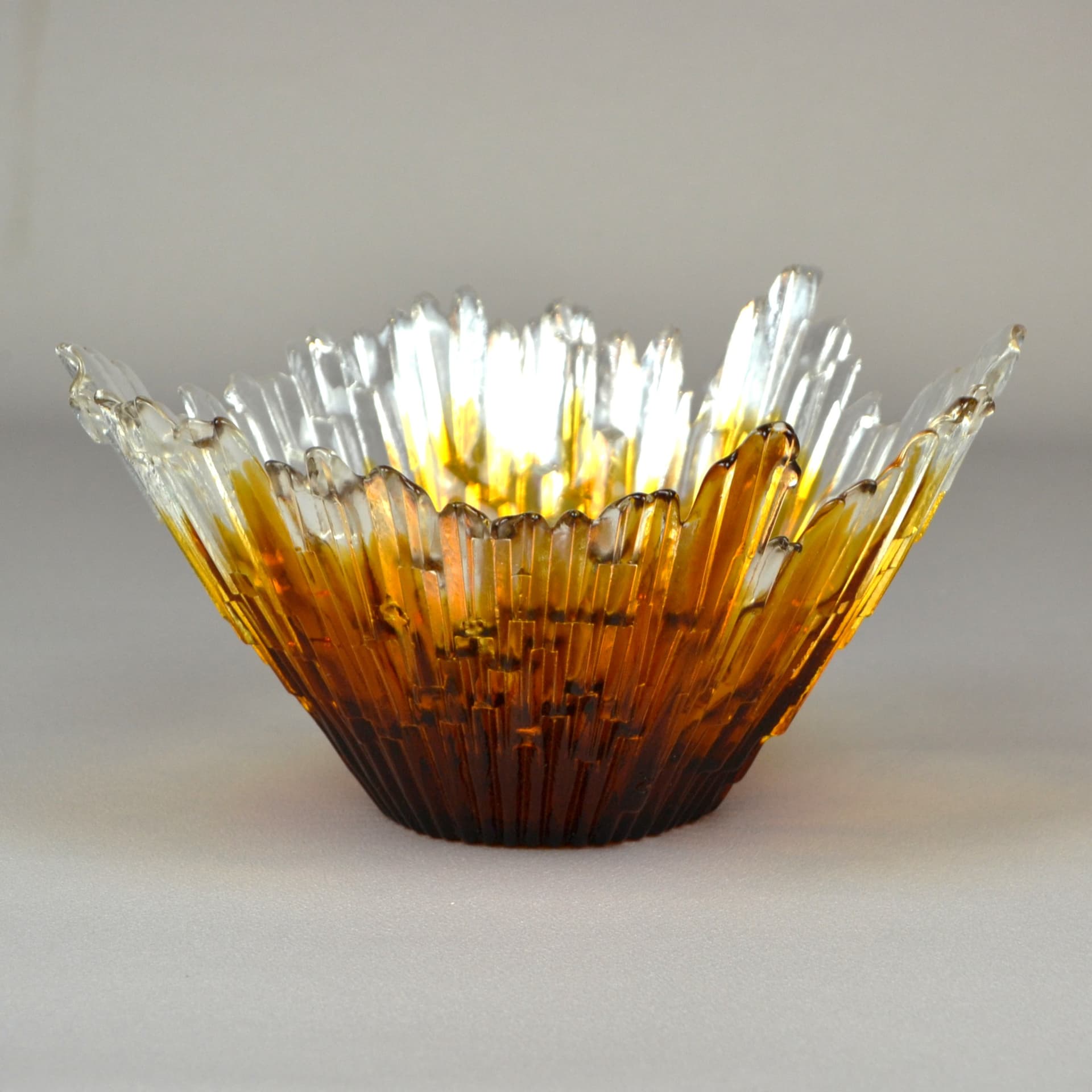Bowl Revontulet, orange glass, by T. Wirkkala, Finland, 1970s. - 693
