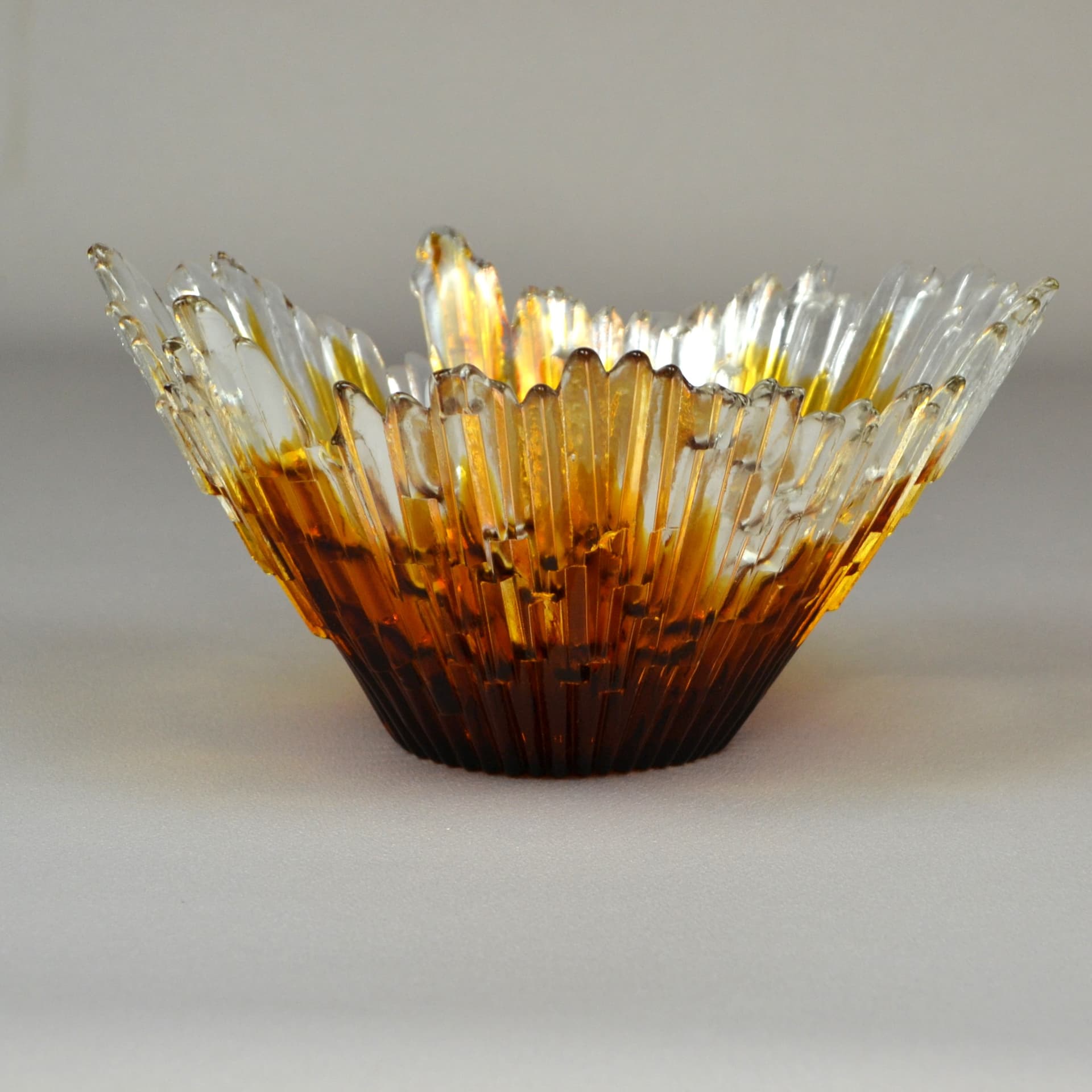 Bowl Revontulet, orange glass, by T. Wirkkala, Finland, 1970s. - 698