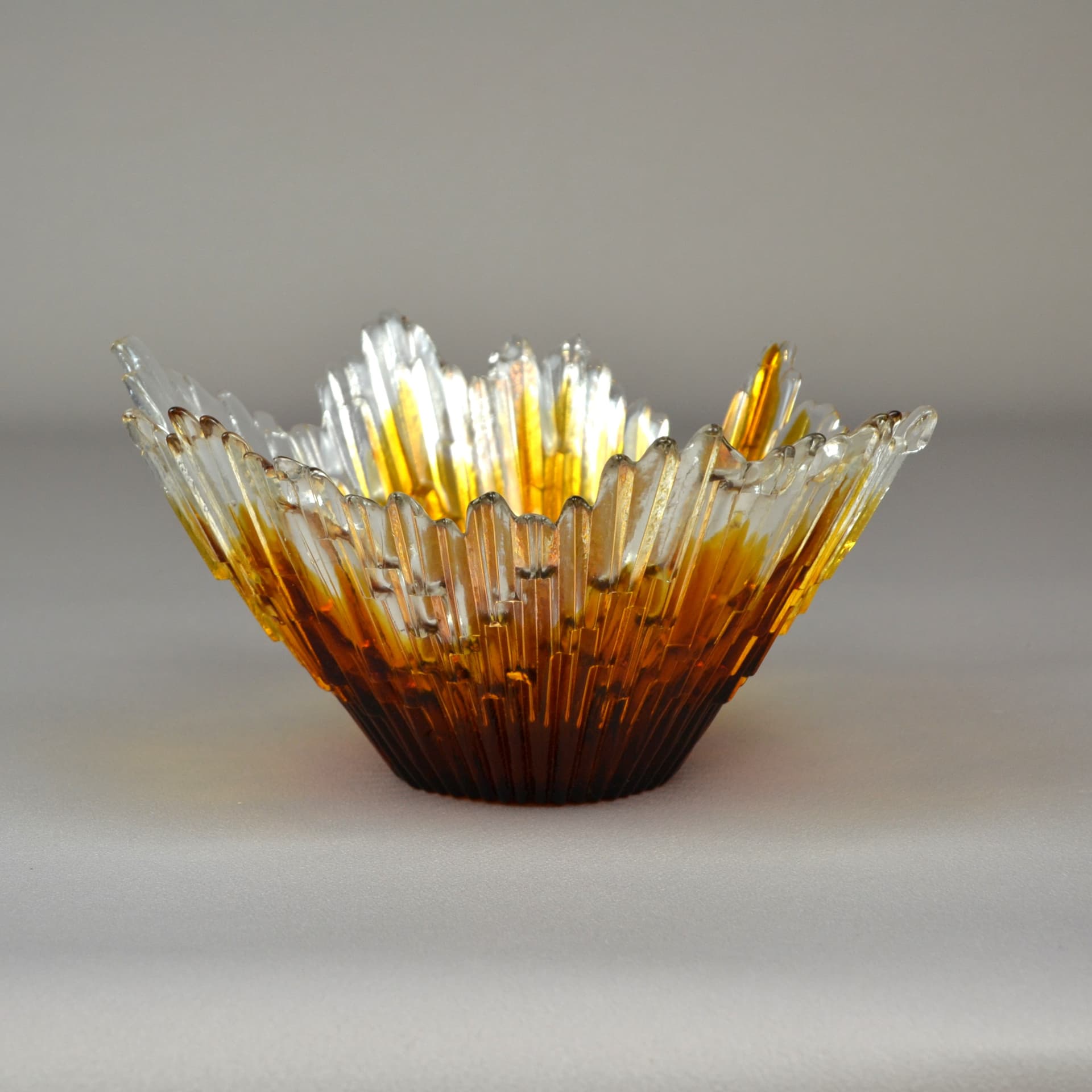 Bowl Revontulet, orange glass, by T. Wirkkala, Finland, 1970s. - 692