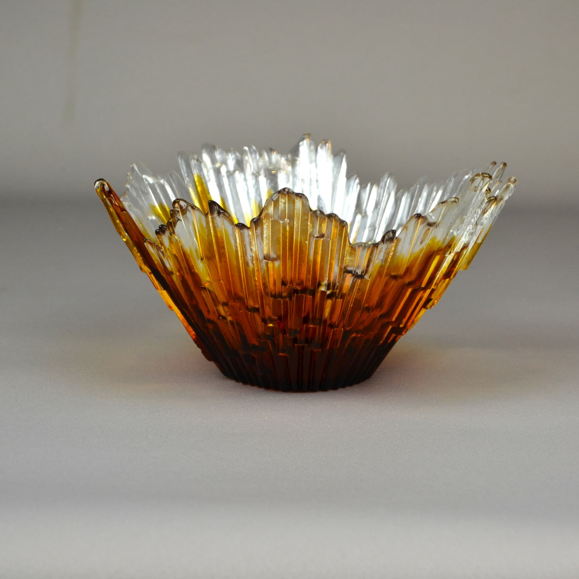 Bowl Revontulet, orange glass, by T. Wirkkala, Finland, 1970s. - 699