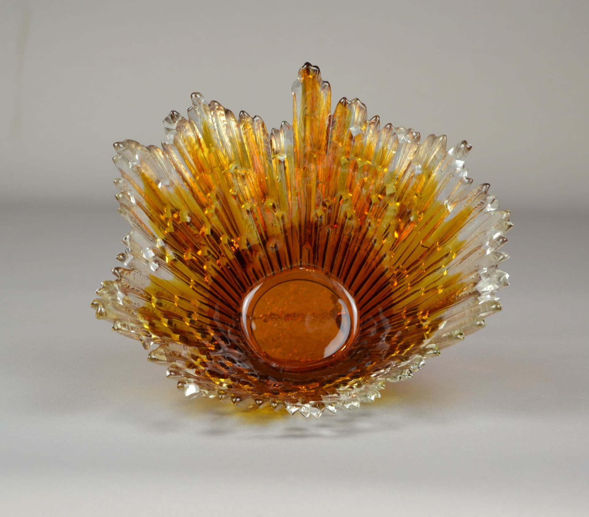 Bowl Revontulet, orange glass, by T. Wirkkala, Finland, 1970s. - 703