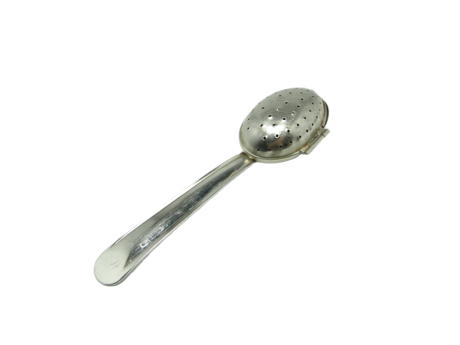 Tea infuser spoon, modernism, silver-plated brass, Poland, 1970s. - 93553
