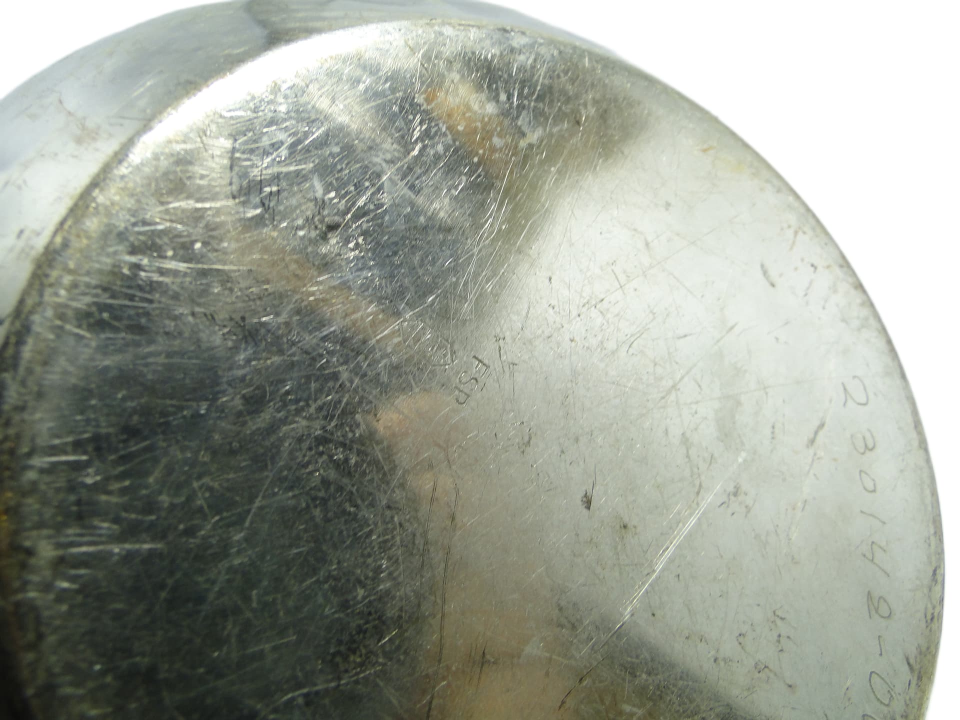 Garnek mid-century modern, mosiądz srebrzony, bakelit czarny, Dania, lata 50. - 93586