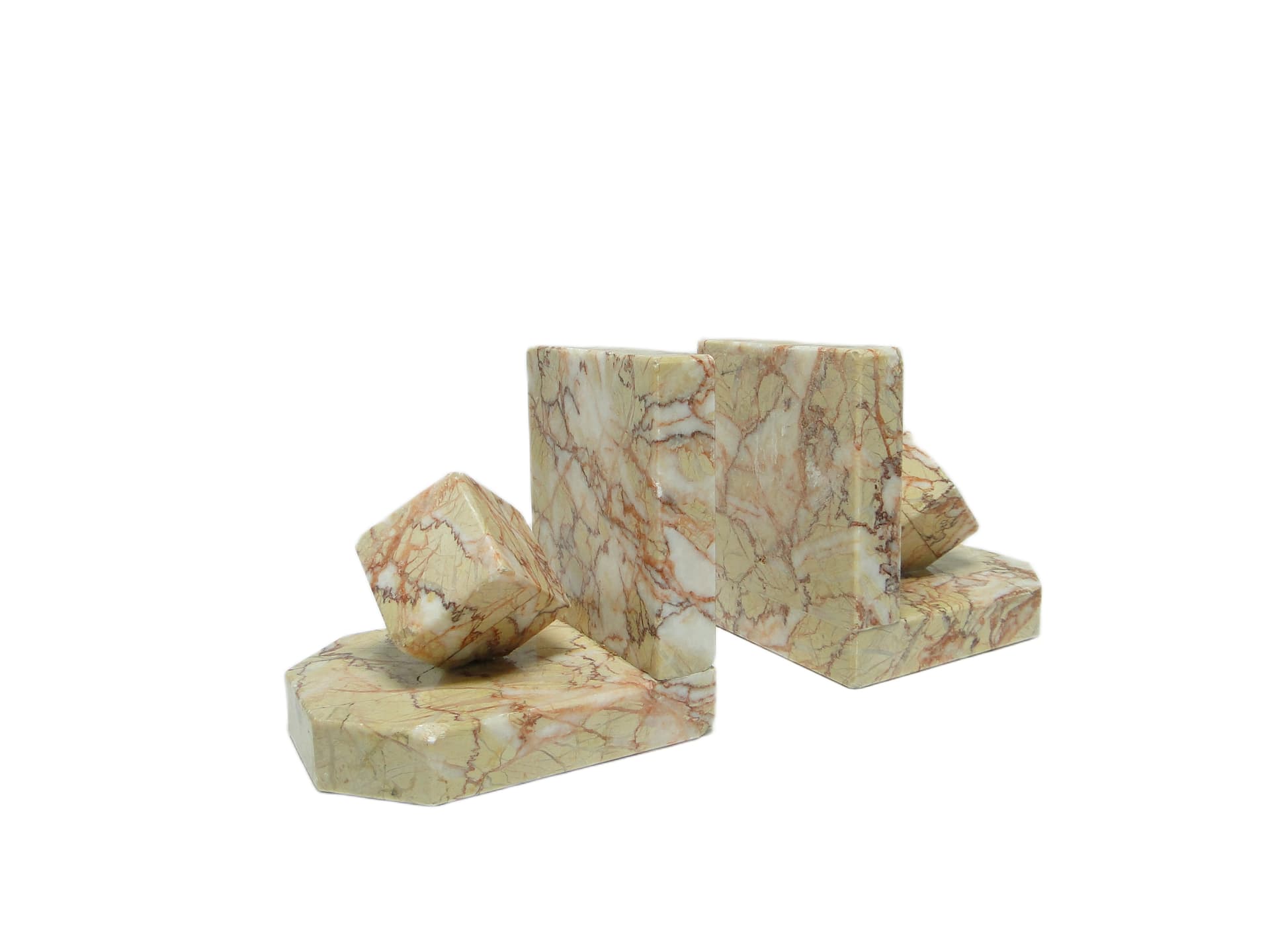 Para podpórek na książki, art déco, marmur beżowy, Niemcy, lata 30. - 93691