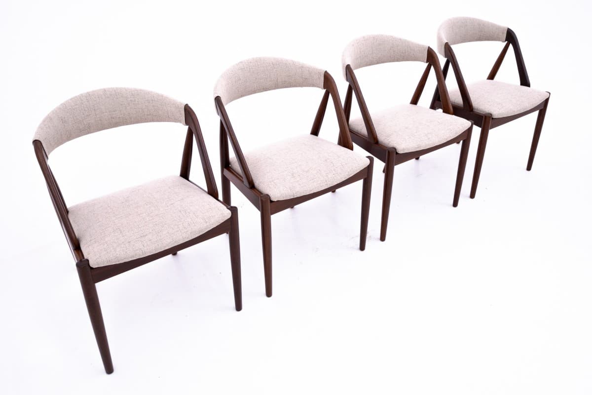 Tekowy komplet krzeseł, proj. K. Kristiansen, Dania, lata 60. - 58049