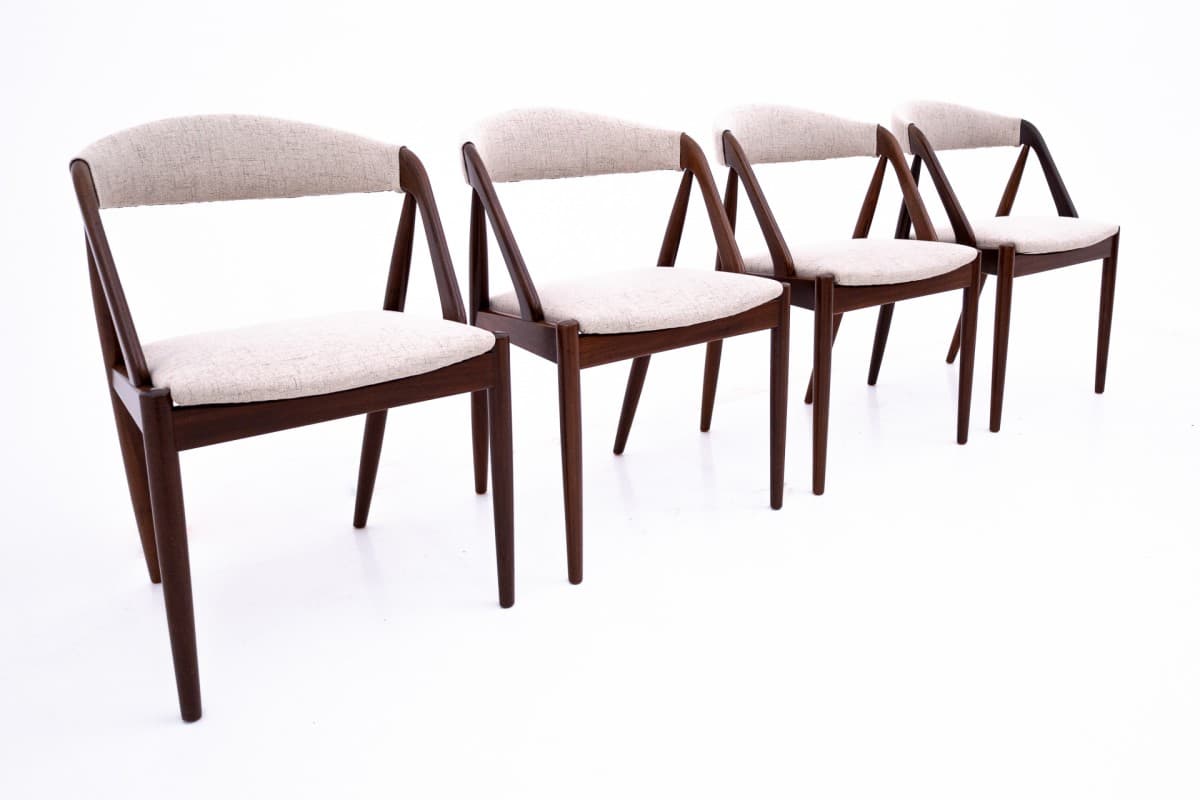 Tekowy komplet krzeseł, proj. K. Kristiansen, Dania, lata 60. - 58050