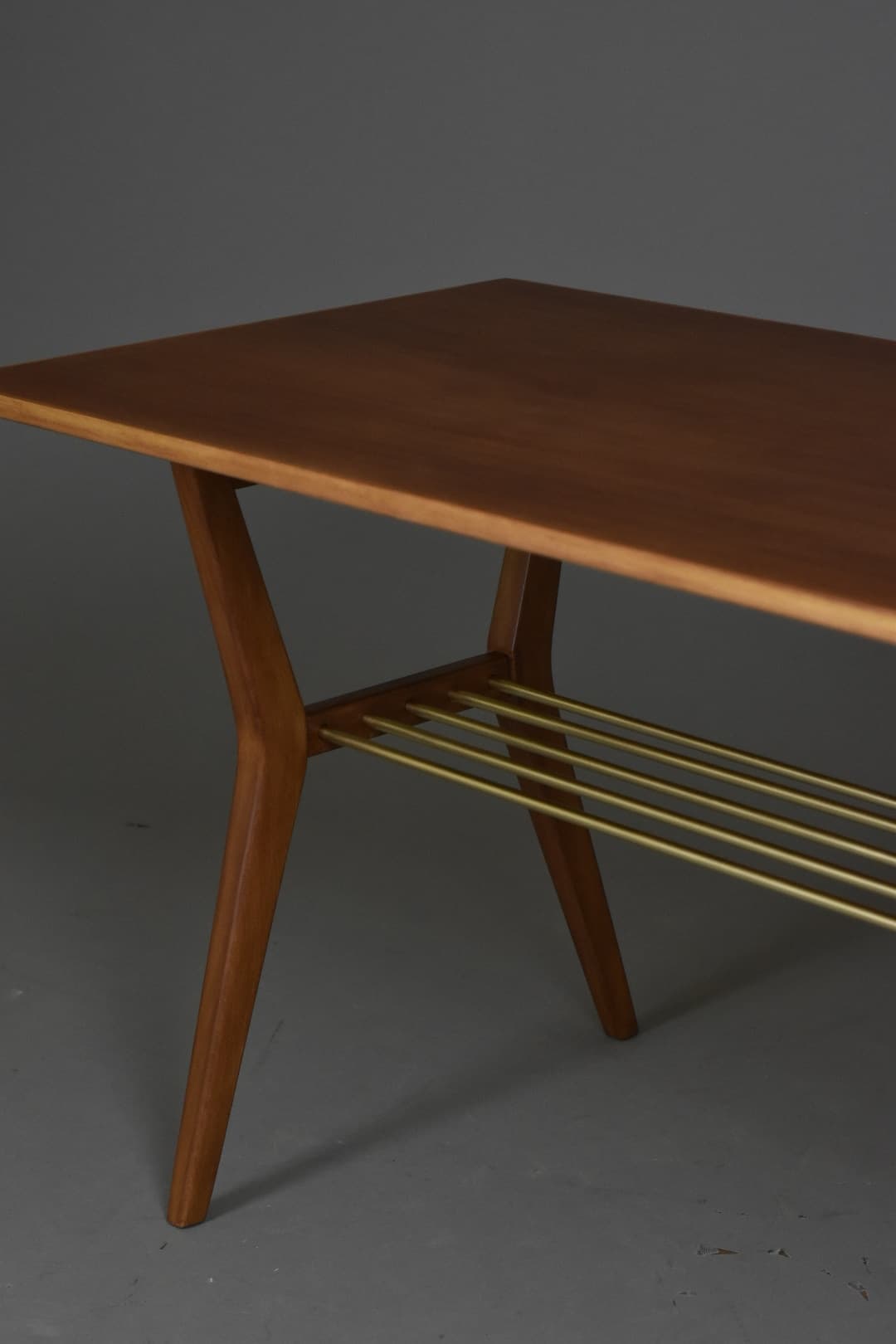 Coffee Table Rockabilly, dark mahogany, brass, 1960s - 93782