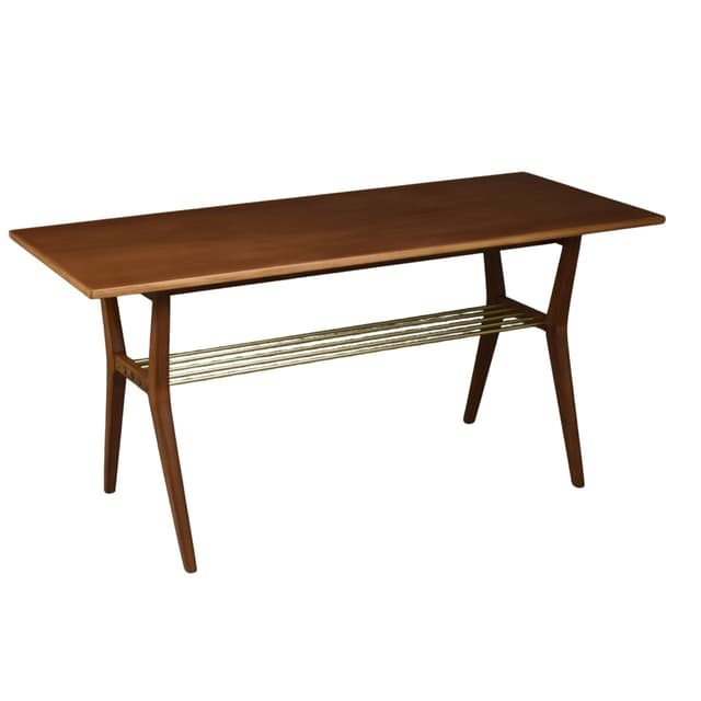 Coffee Table Rockabilly, dark mahogany, brass, 1960s - DIMENSION