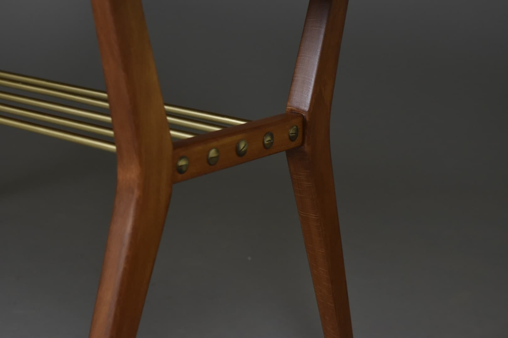 Coffee Table Rockabilly, dark mahogany, brass, 1960s - 93780