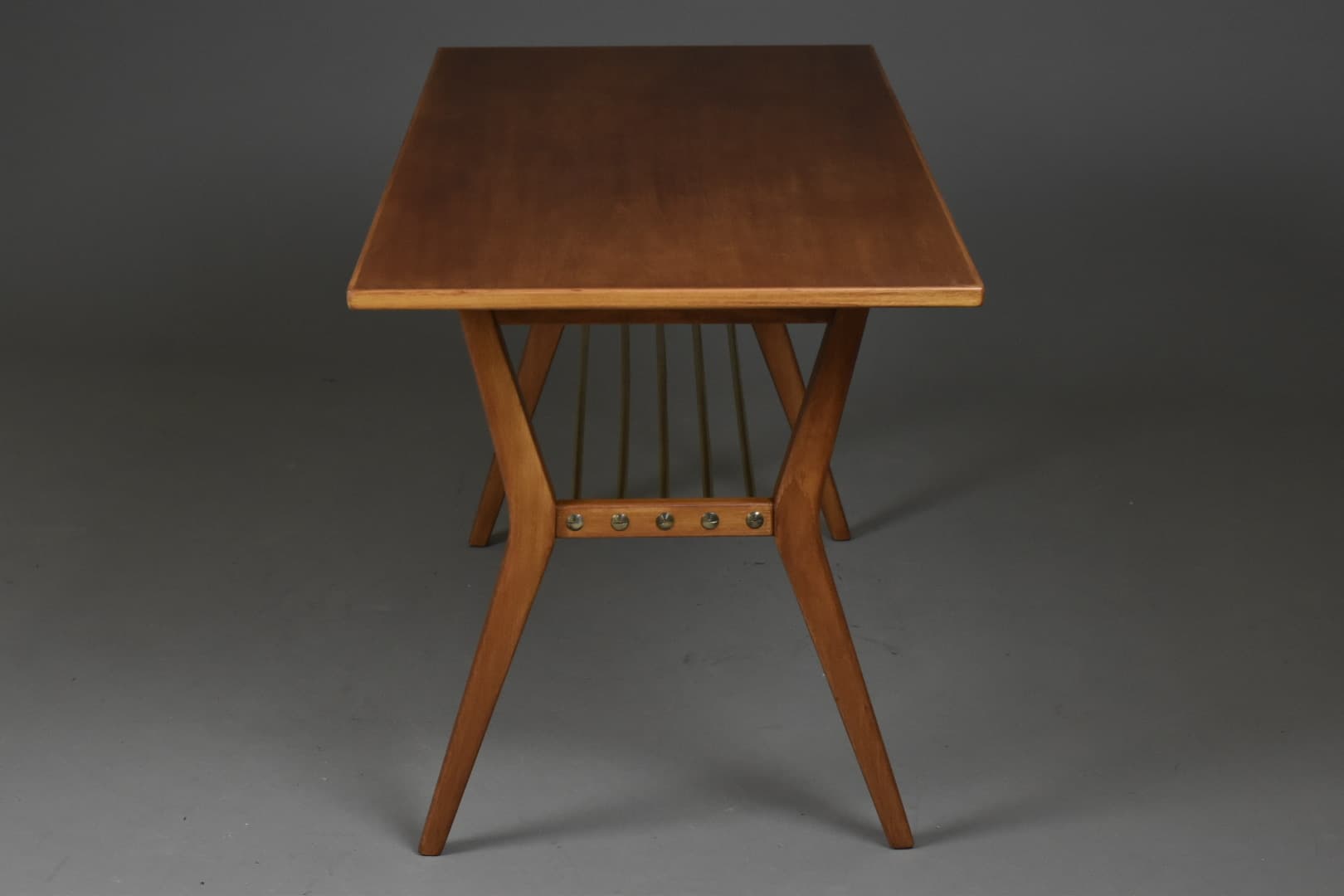 Coffee Table Rockabilly, dark mahogany, brass, 1960s - 93776