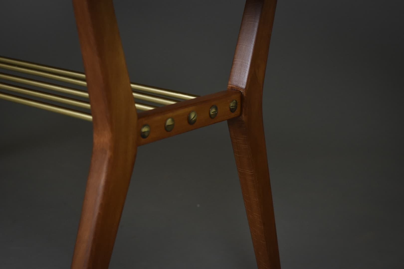 Coffee Table Rockabilly, dark mahogany, brass, 1960s - 93790