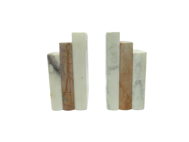 Para podpórek na książki, art déco, marmur ivory white, Niemcy, lata 30. - WYMIARY