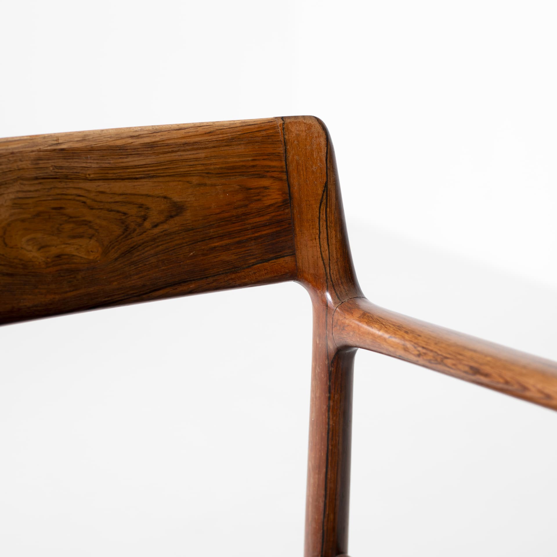 Armchair, brown rosewood, black leather, by J. Norgaard, Denmark, 1960s. - 93932