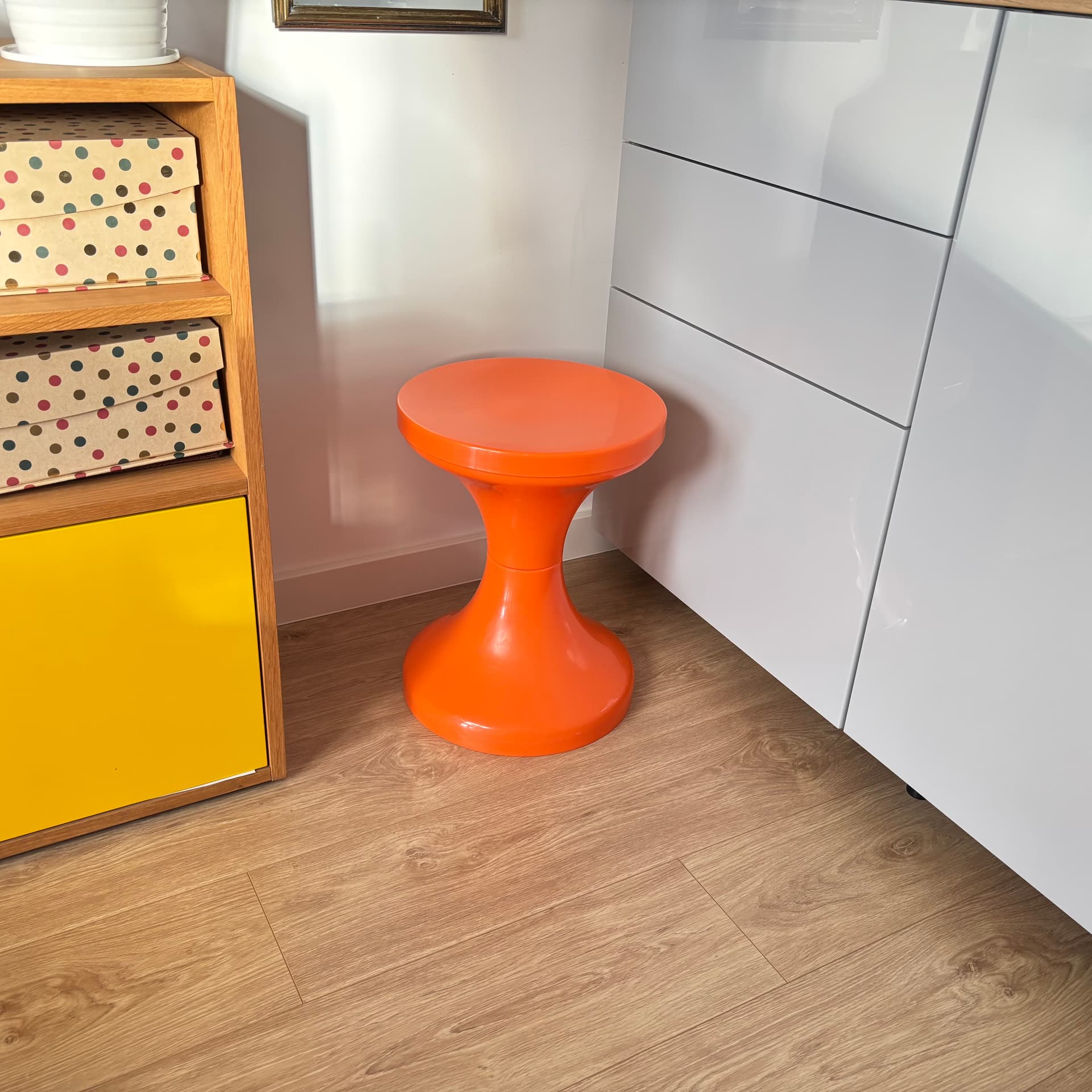 Taboret Space Age, pomarańczowy, plastik, Niemcy, lata 70. - 94014